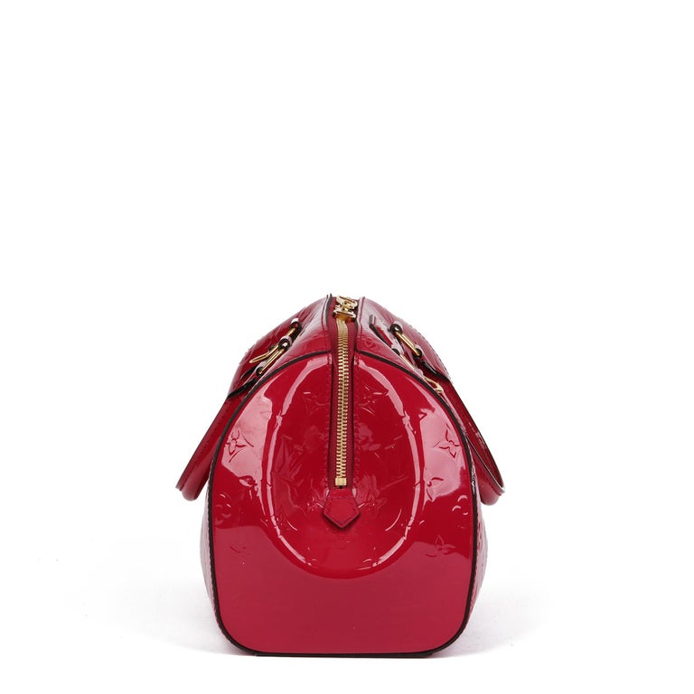 Red LOUIS VUITTON Rose Indian Monogram Vernis Leather Montana For Sale