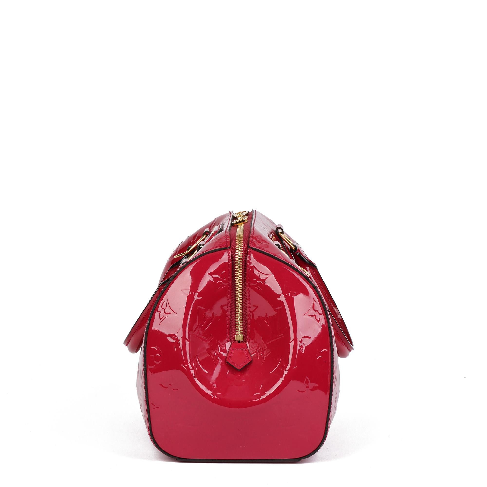 Red LOUIS VUITTON Rose Indian Monogram Vernis Leather Montana