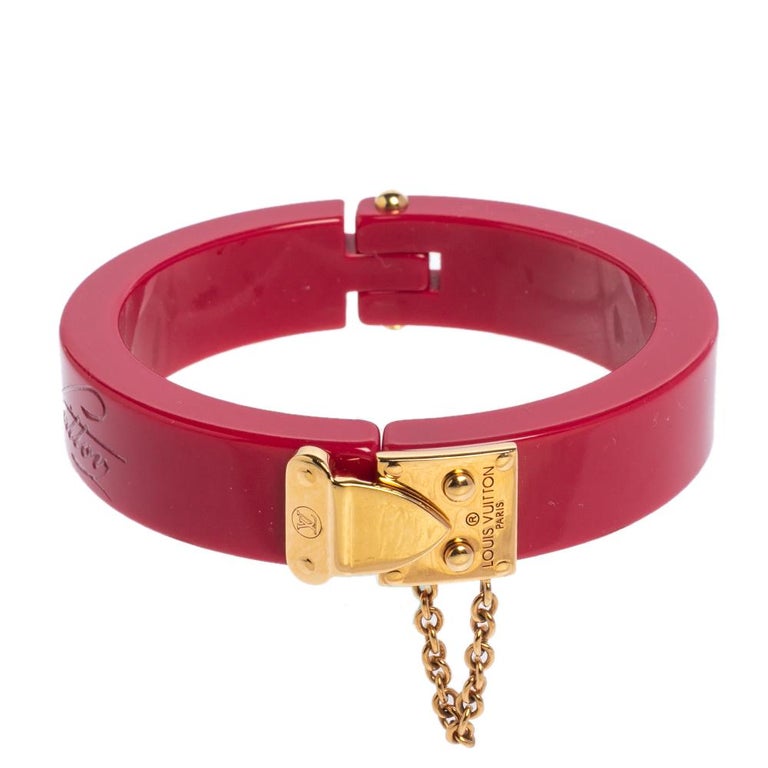 Louis Vuitton Resin Lock Me Hinged Bangle Bracelet Pink