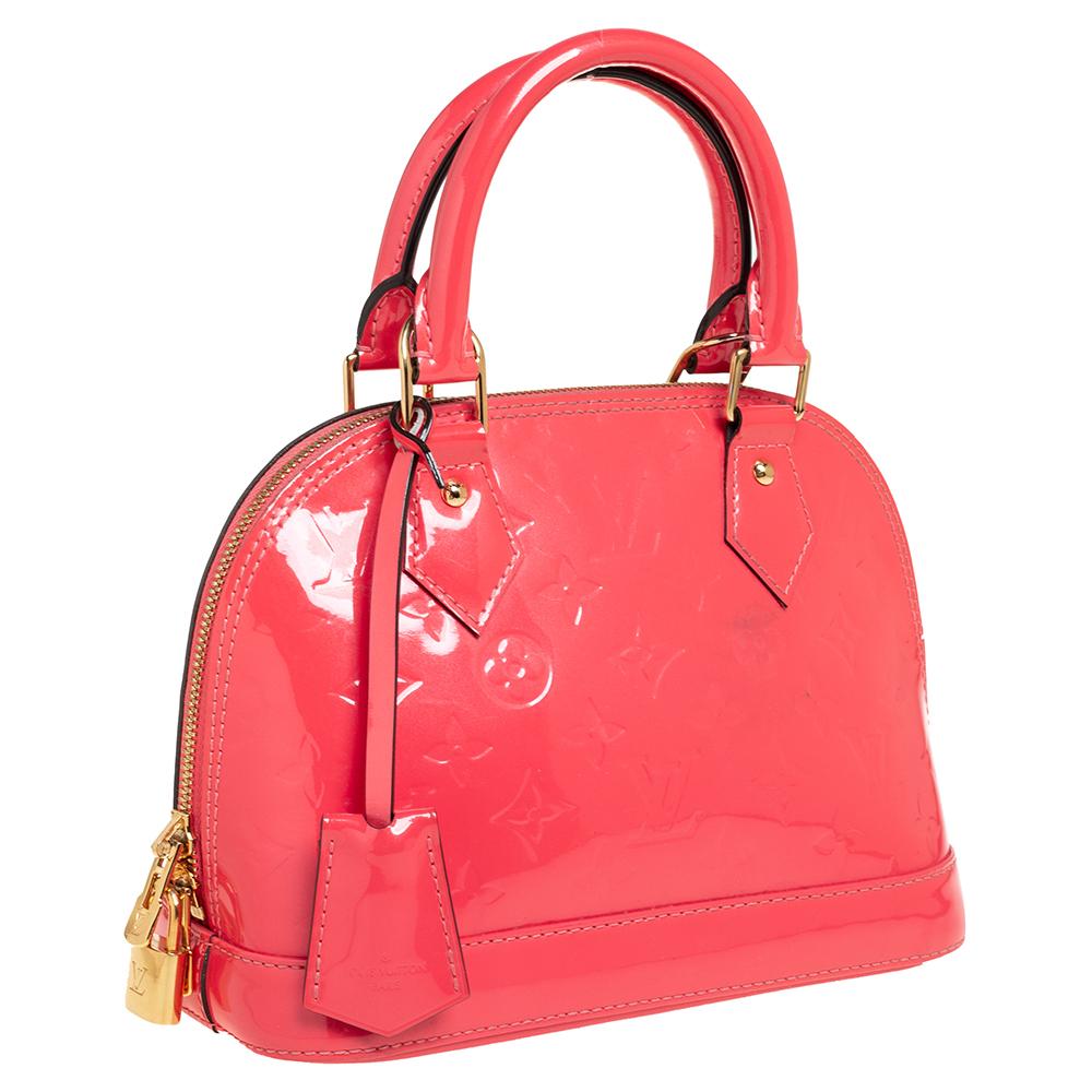 Pink Louis Vuitton Rose Litchi Monogram Vernis Alma BB Bag