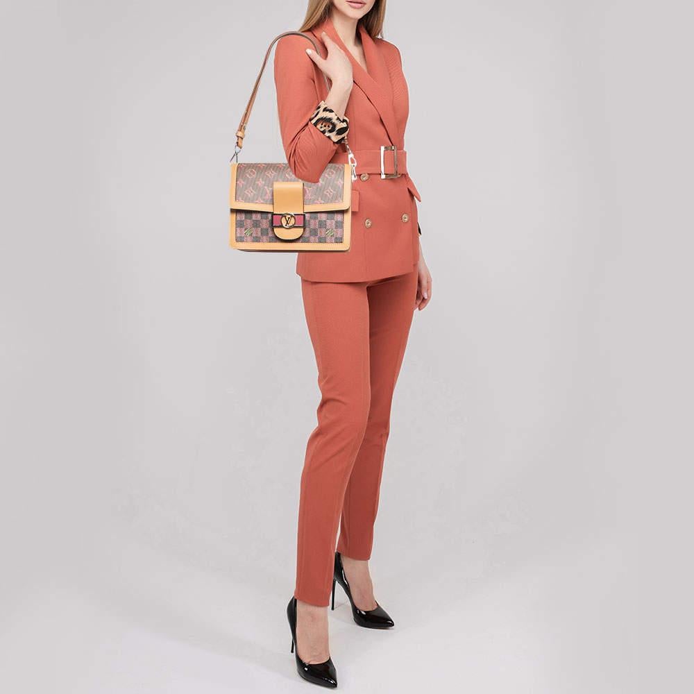Brown Louis Vuitton Rose Monogram LV Pop Canvas Dauphine MM Bag