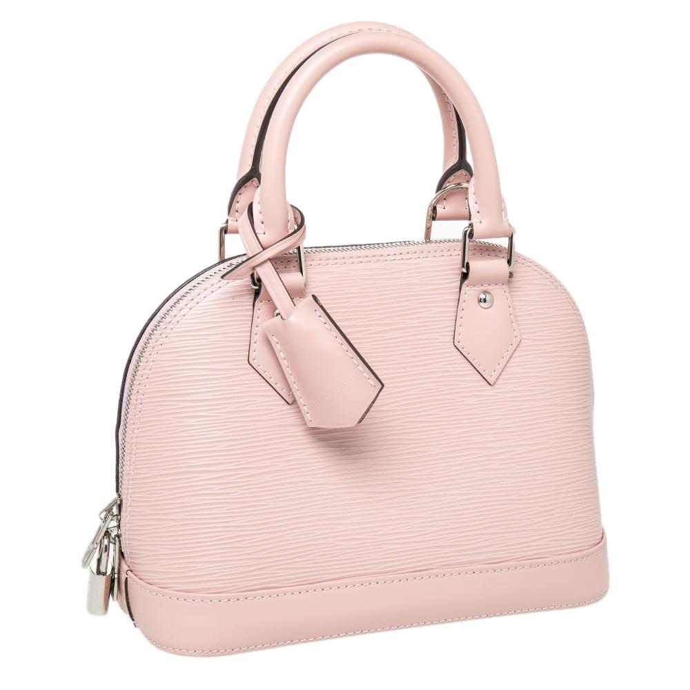 Beige Louis Vuitton Rose Nacre Epi Leather Alma BB Bag