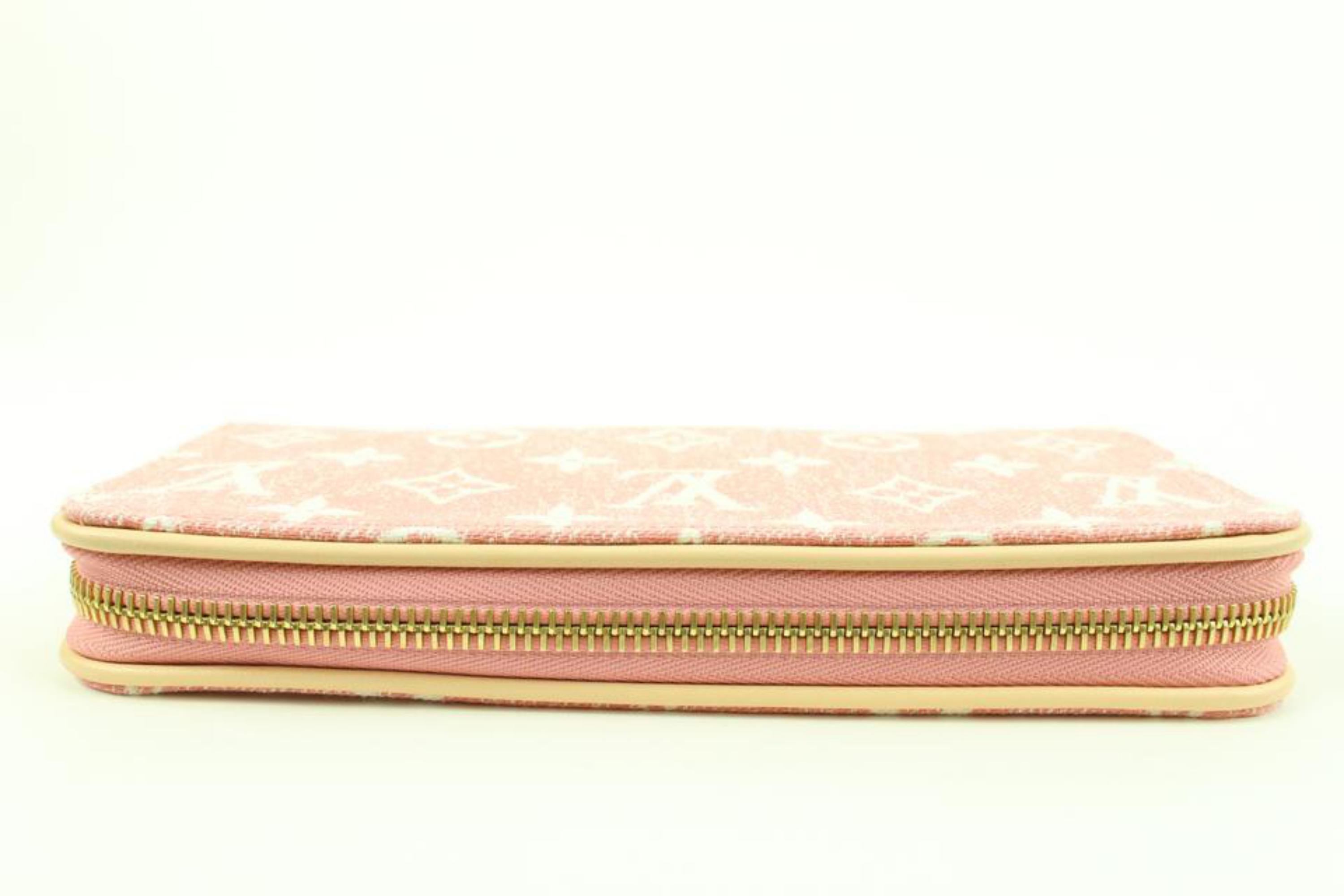 Louis Vuitton Rose Pink Monogram Denim Zippy Wallet Long Zip Around 36lv217s 2