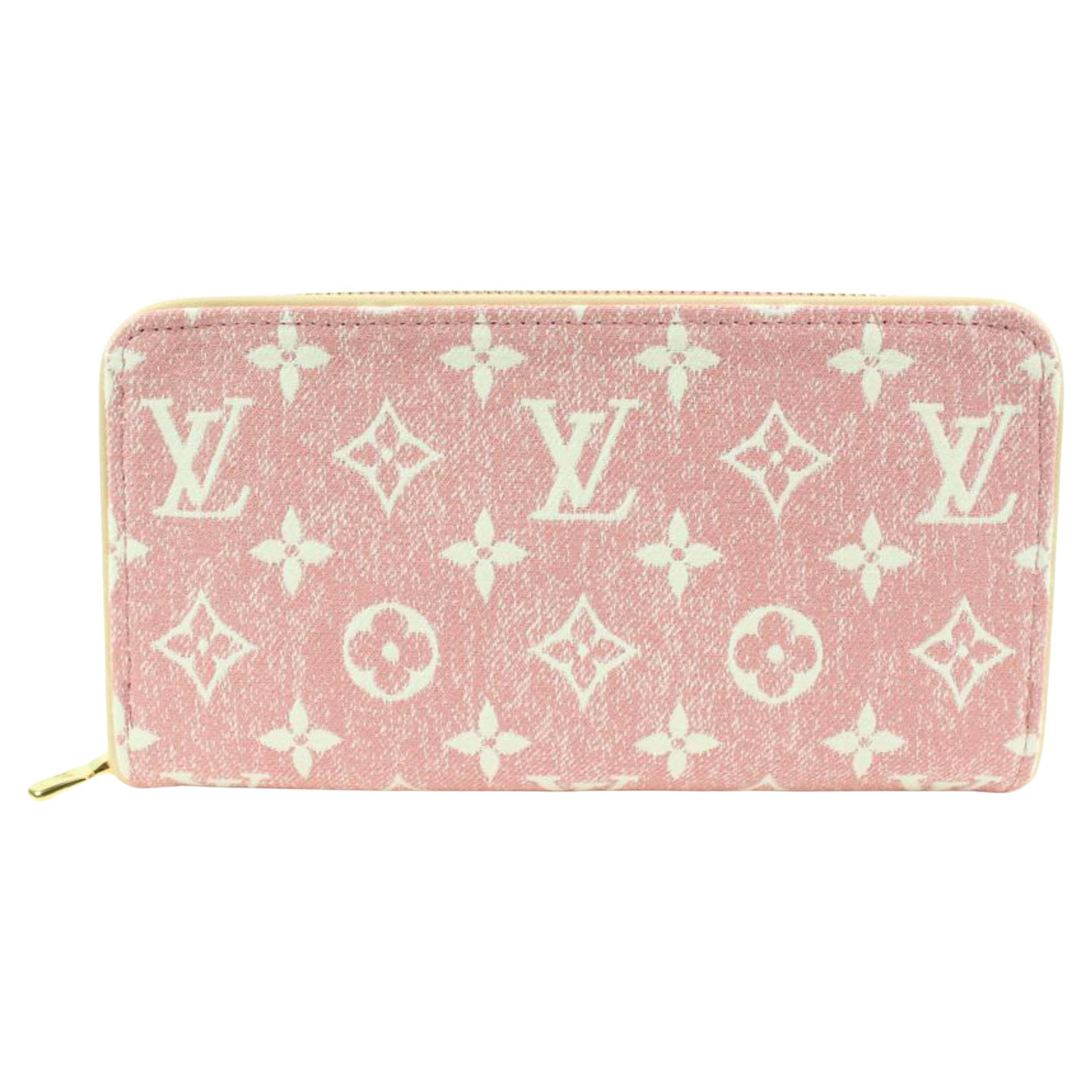 Louis Vuitton Rose Pink Monogram Denim Zippy Wallet Long Zip Around 36lv217s