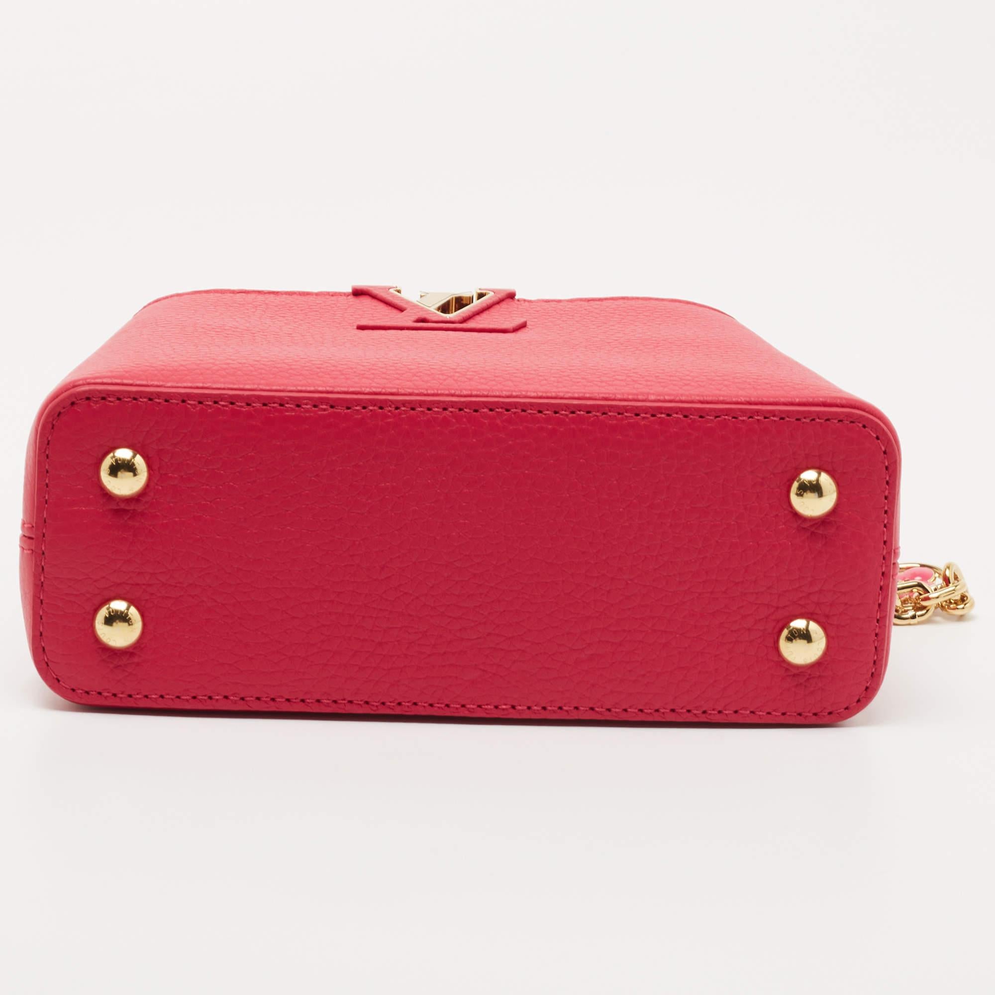 Louis Vuitton Rose Pondichéry Pink Taurillon Leather Capucines Mini Bag 1
