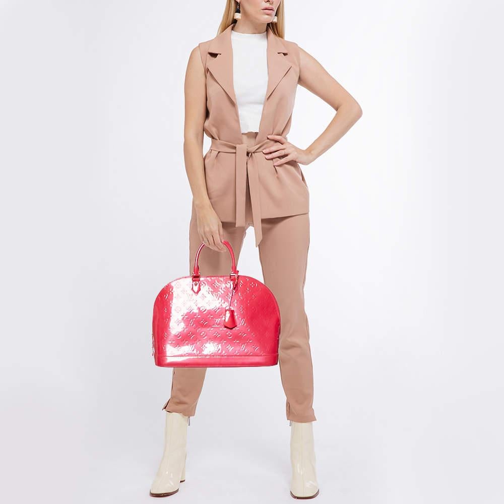 Louis Vuitton Rose Pop Monogram Vernis Alma GM Bag For Sale 5