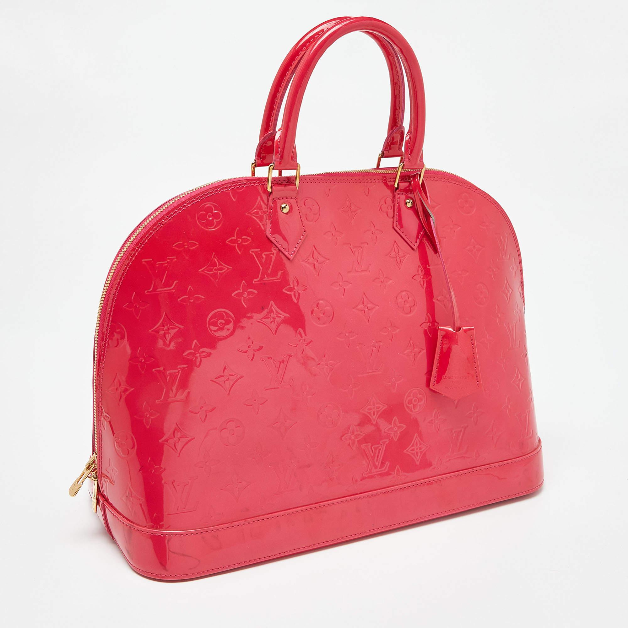 Louis Vuitton Rose Pop Monogram Vernis Alma GM Bag For Sale 8