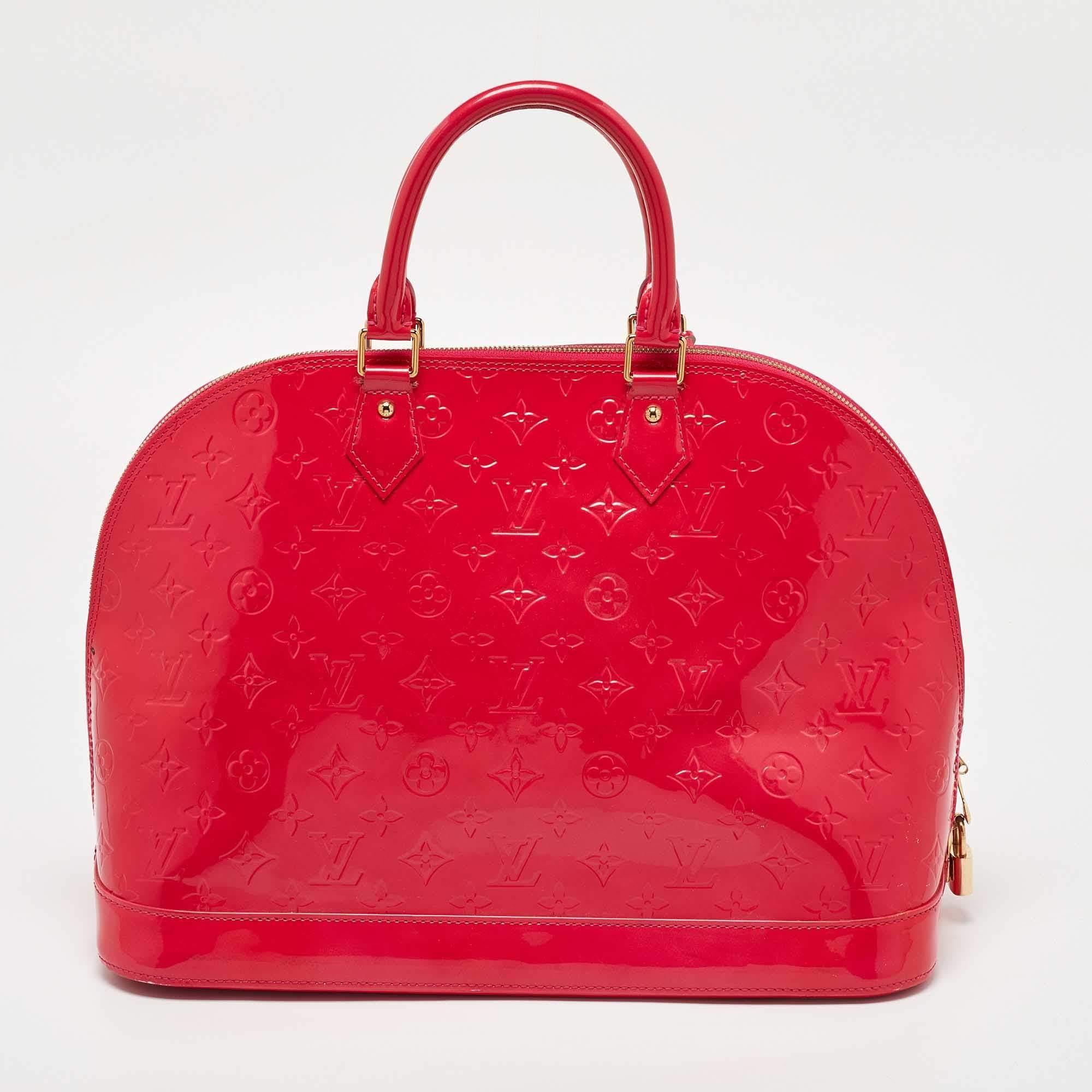 Louis Vuitton Rose Pop Monogrammierte Vernis Alma GM Tasche im Angebot 10