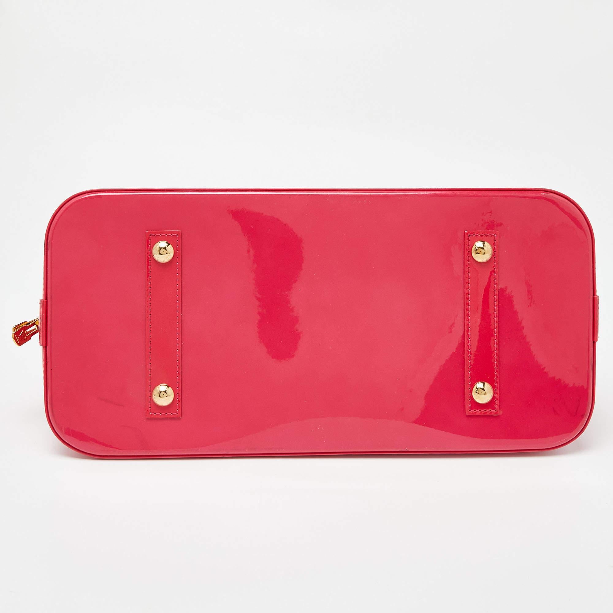 Louis Vuitton Rose Pop Monogram Vernis Alma GM Bag For Sale 10