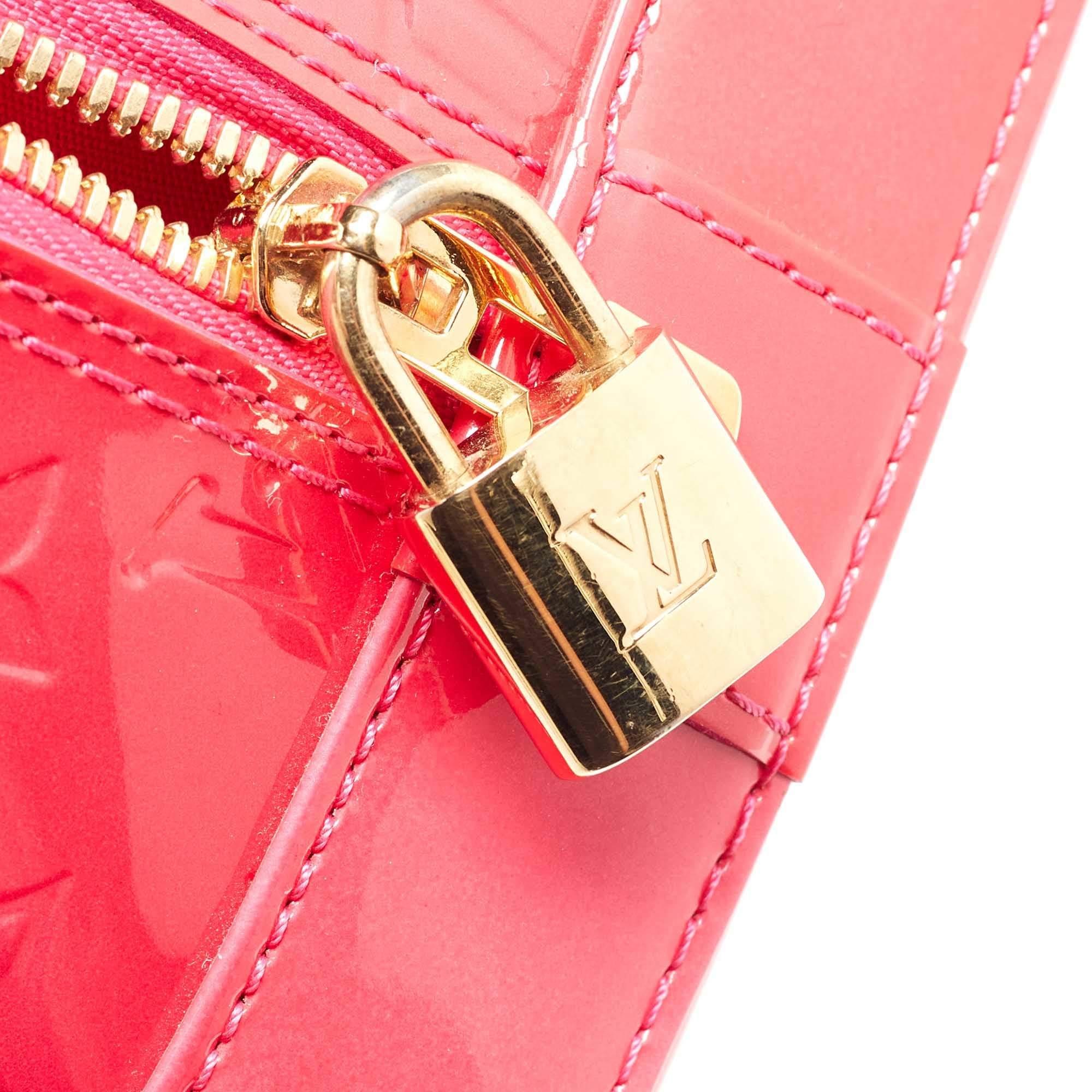 Louis Vuitton Rose Pop Monogram Vernis Alma GM Bag For Sale 12