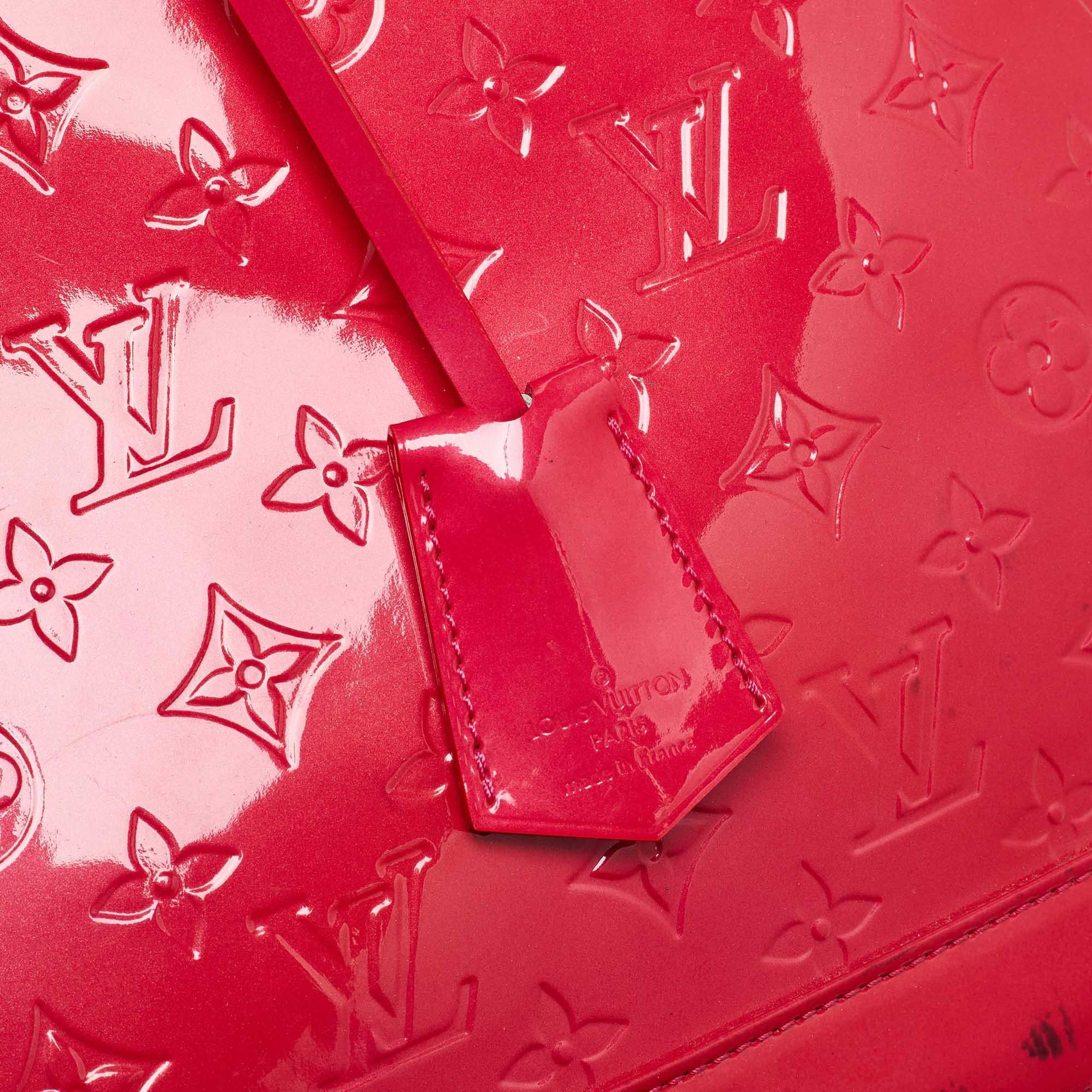 Louis Vuitton Rose Pop Monogram Vernis Alma GM Bag For Sale 14