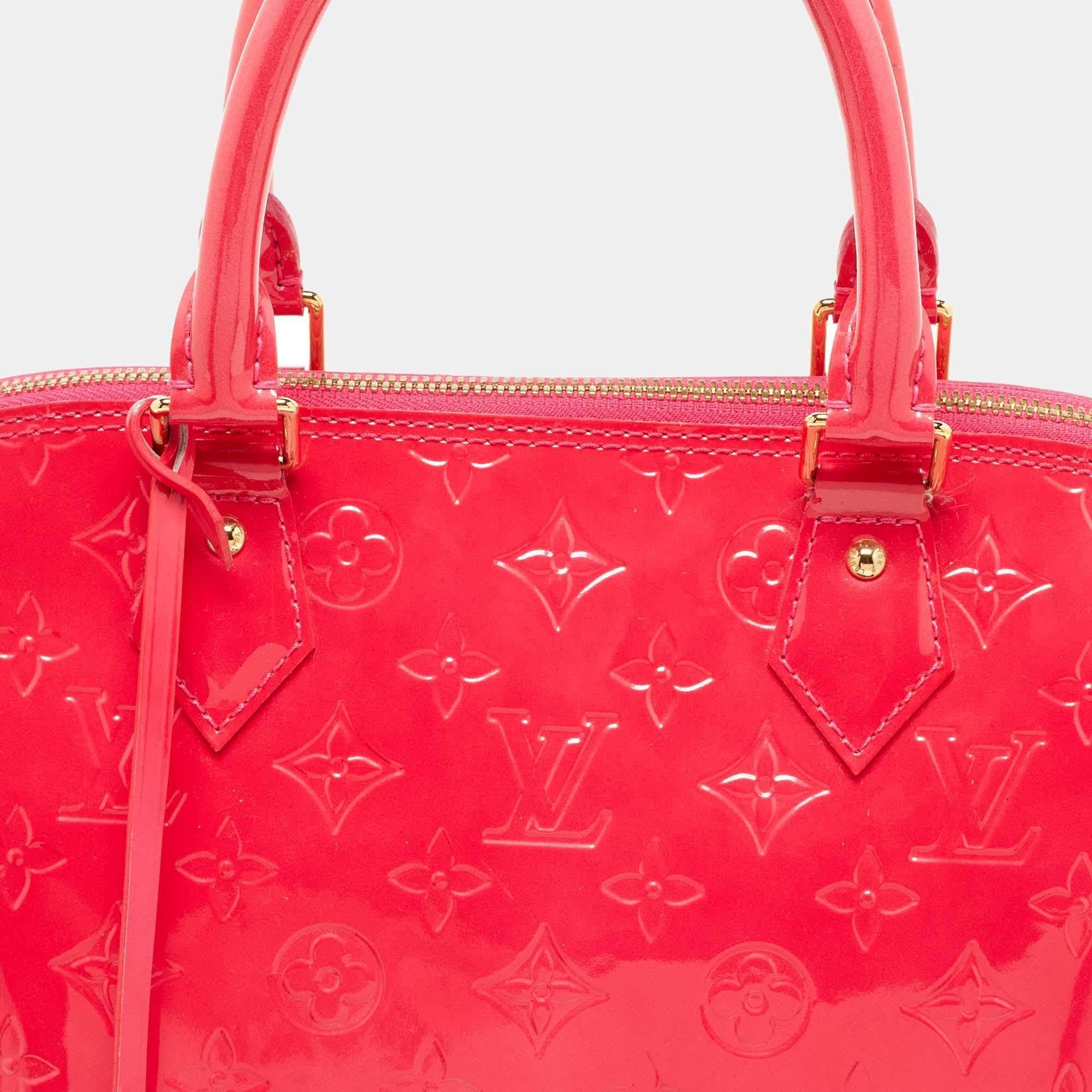 Louis Vuitton Rose Pop Monogram Vernis Alma GM Bag For Sale 13