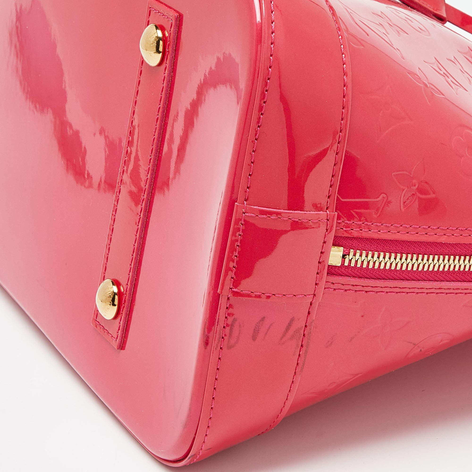 Red Louis Vuitton Rose Pop Monogram Vernis Alma GM Bag For Sale