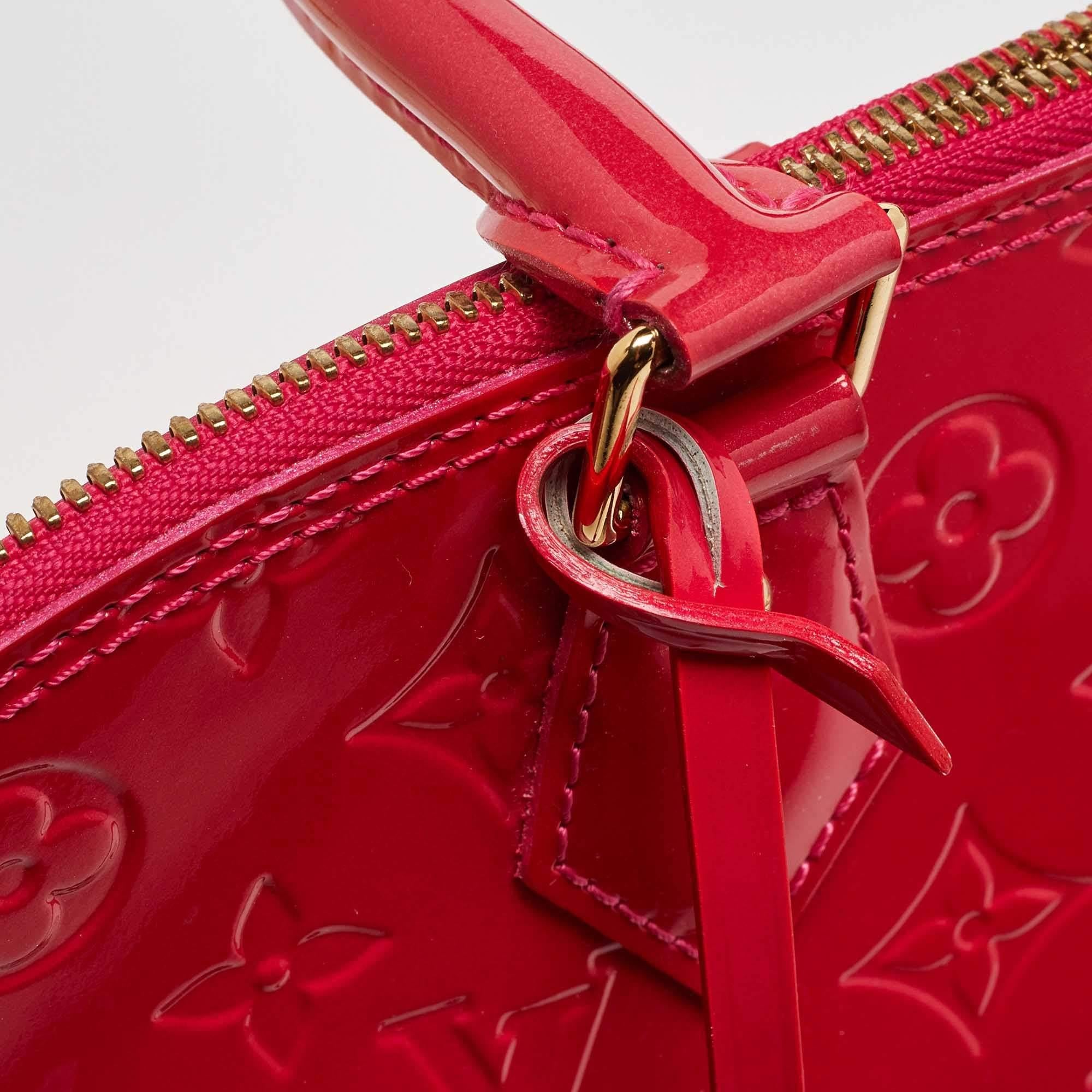 Red Louis Vuitton Rose Pop Monogram Vernis Alma GM Bag For Sale