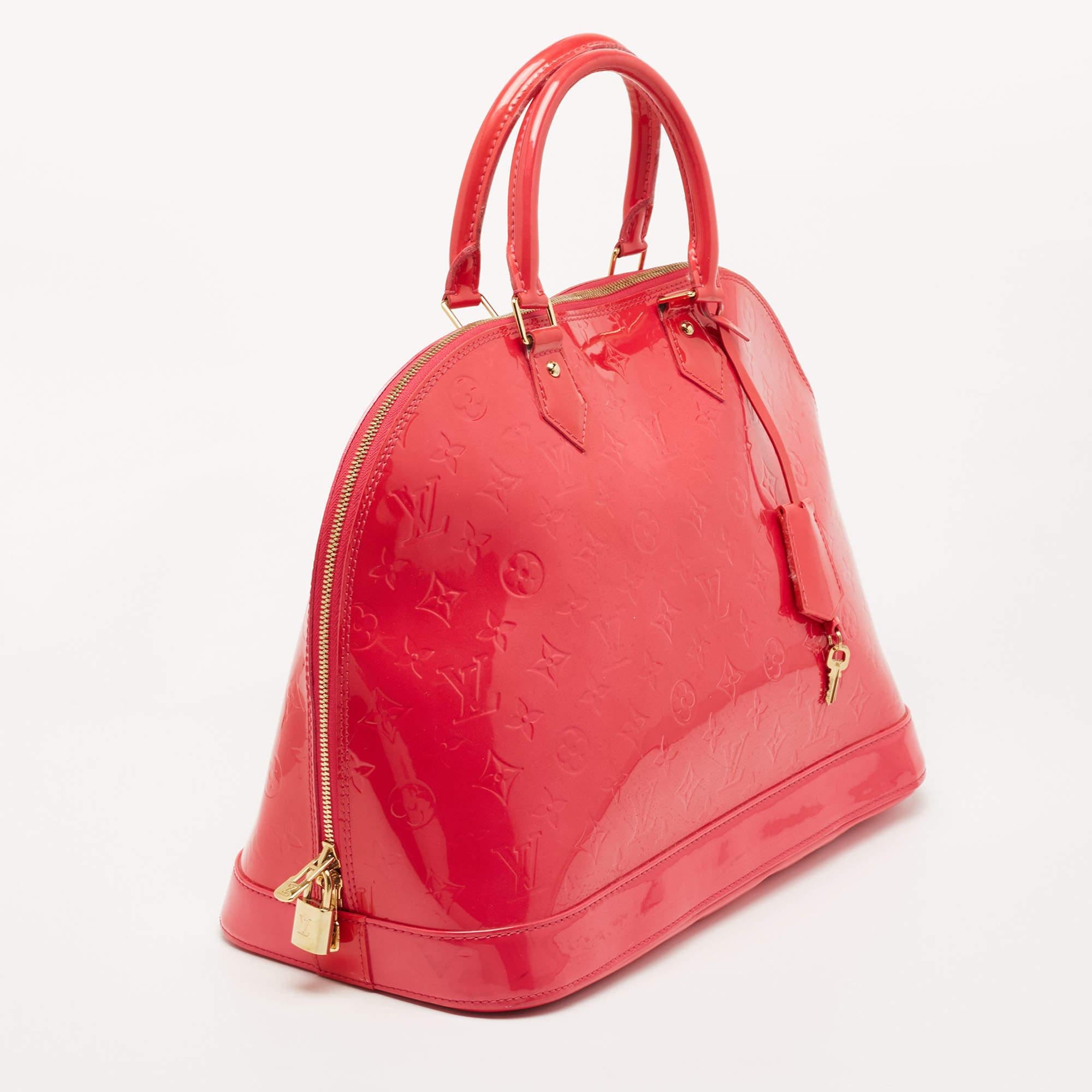 Women's Louis Vuitton Rose Pop Monogram Vernis Alma GM Bag