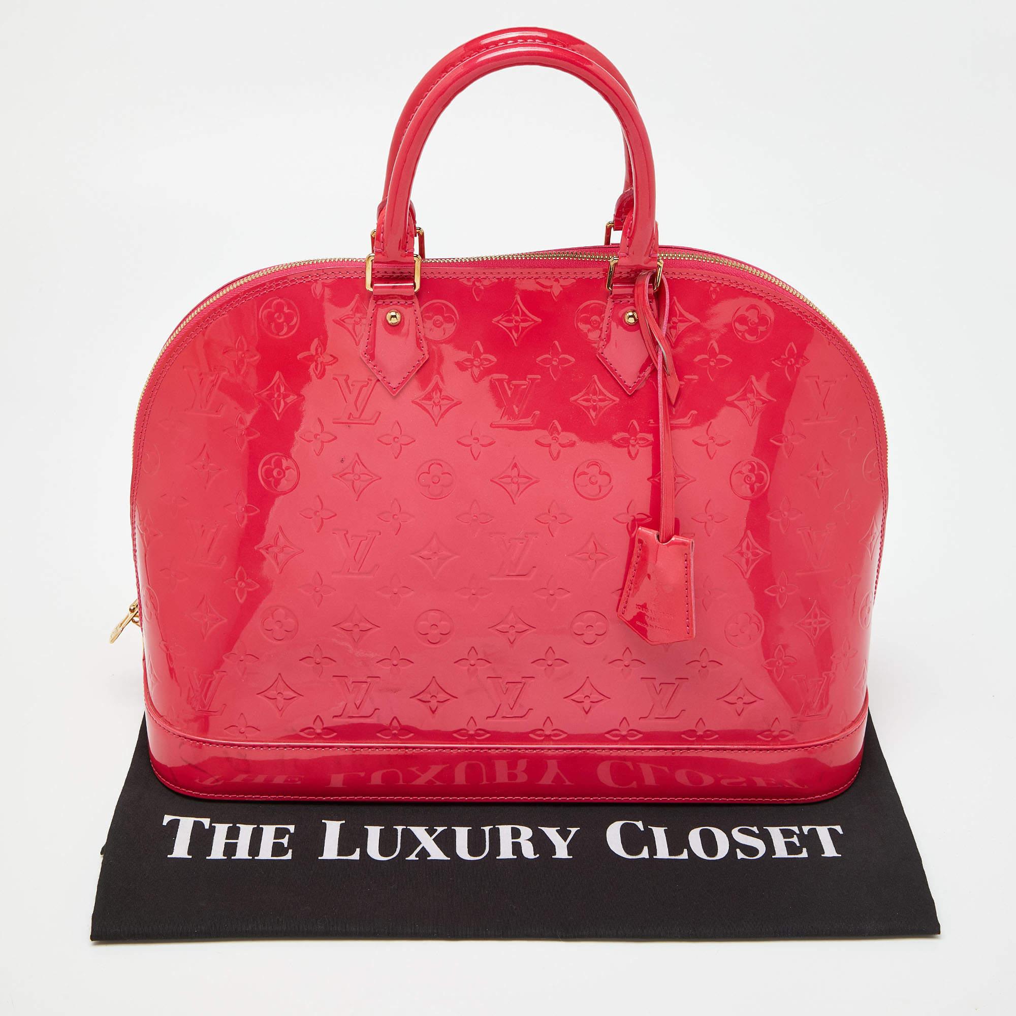 Women's Louis Vuitton Rose Pop Monogram Vernis Alma GM Bag For Sale