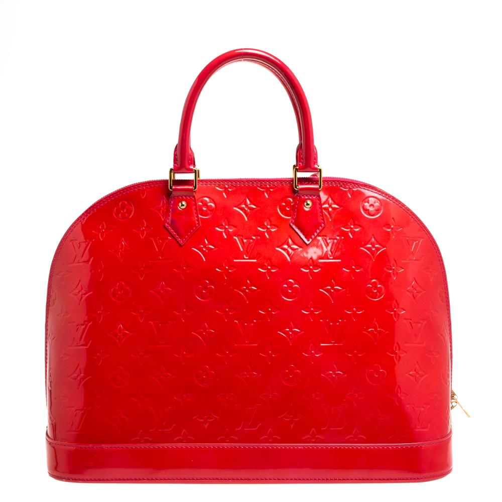 Louis Vuitton Rose Pop Monogram Vernis Alma GM Bag 1