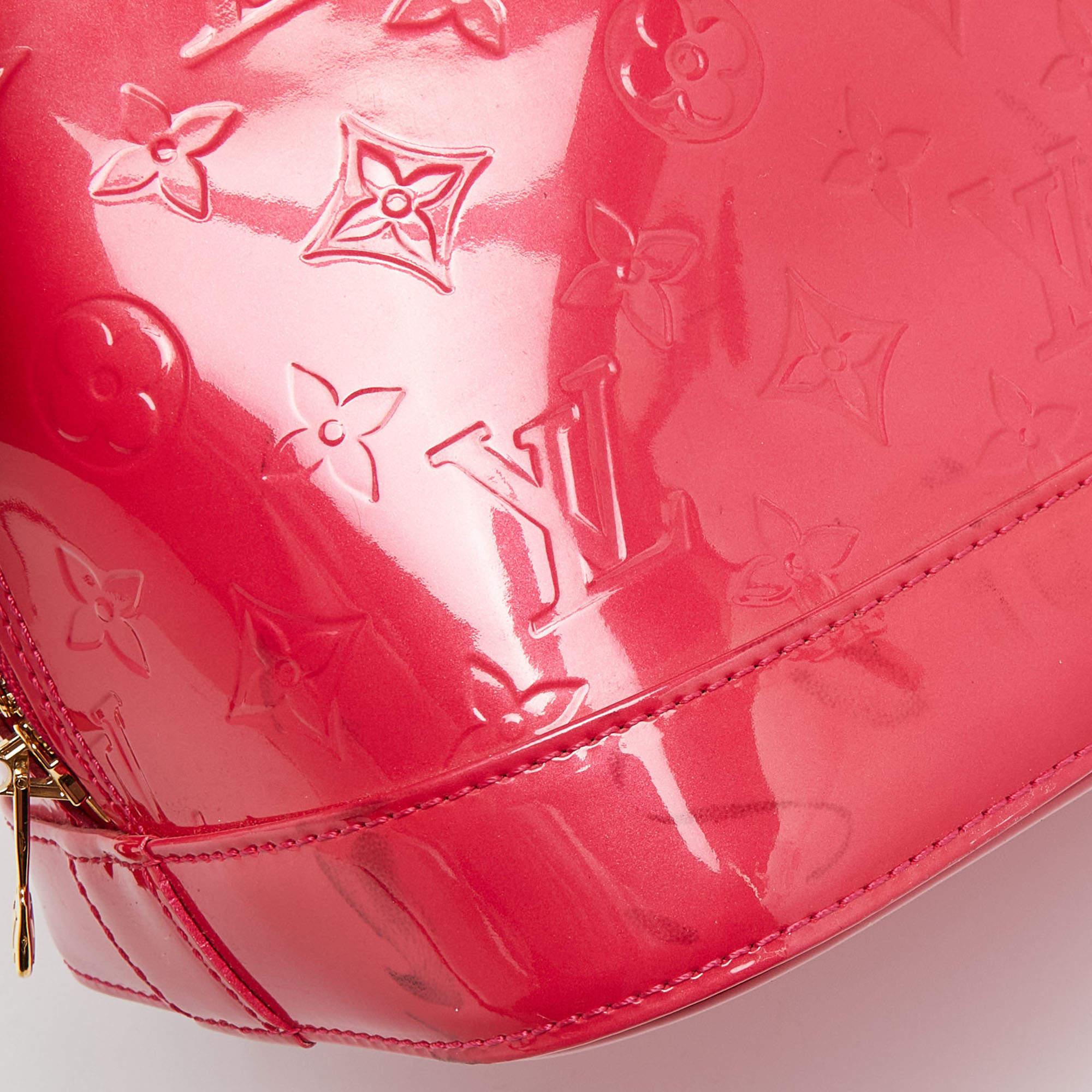 Louis Vuitton Rose Pop Monogram Vernis Alma GM Bag For Sale 1