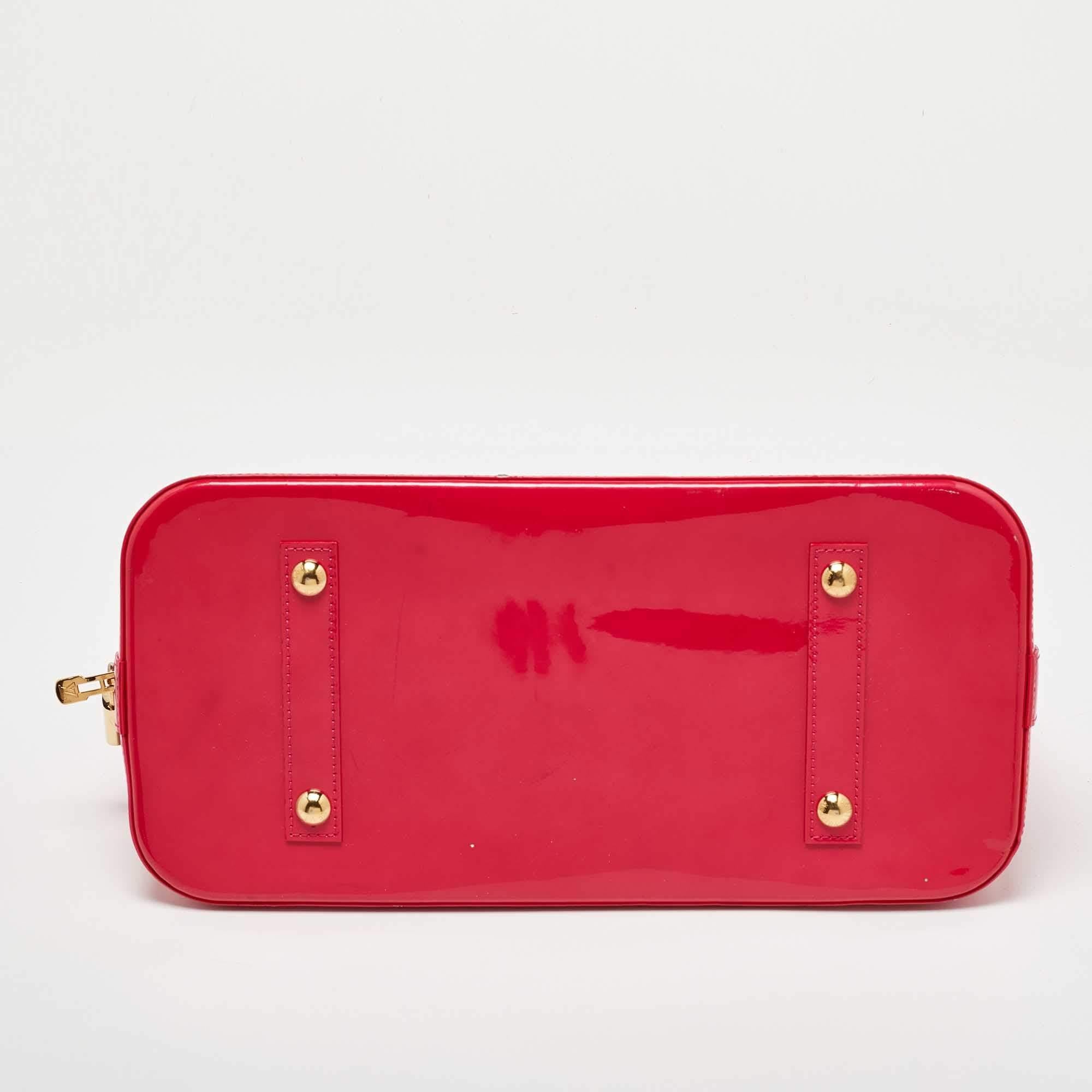 Louis Vuitton Rose Pop Monogram Vernis Alma GM Bag For Sale 4