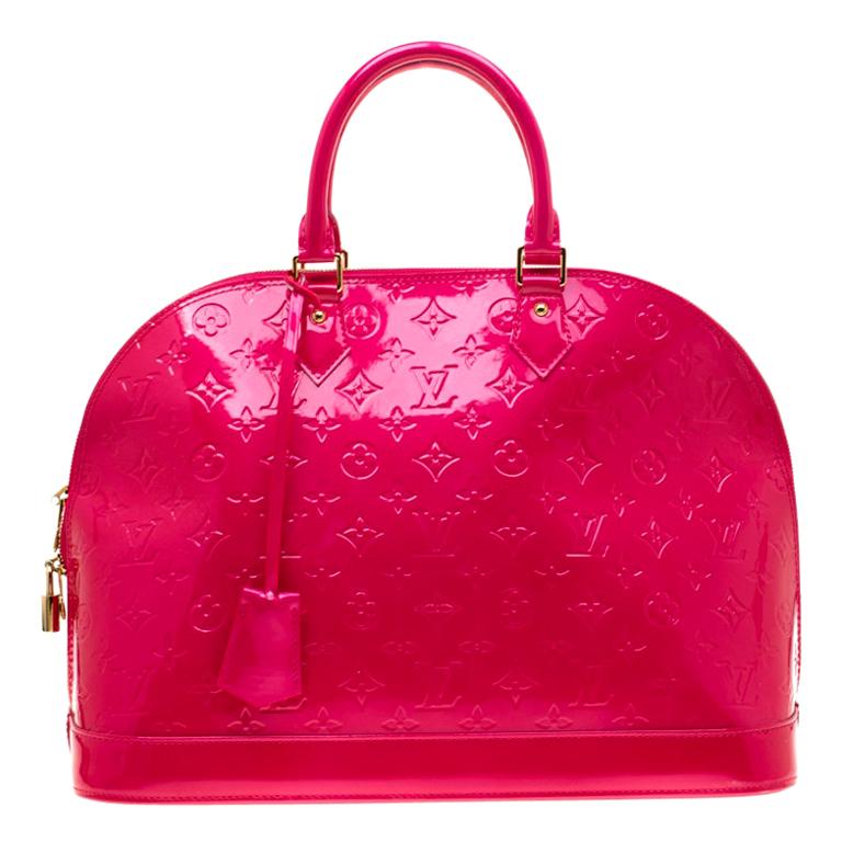 Louis Vuitton Rose Pop Monogram Vernis Alma GM Bag For Sale at 1stdibs