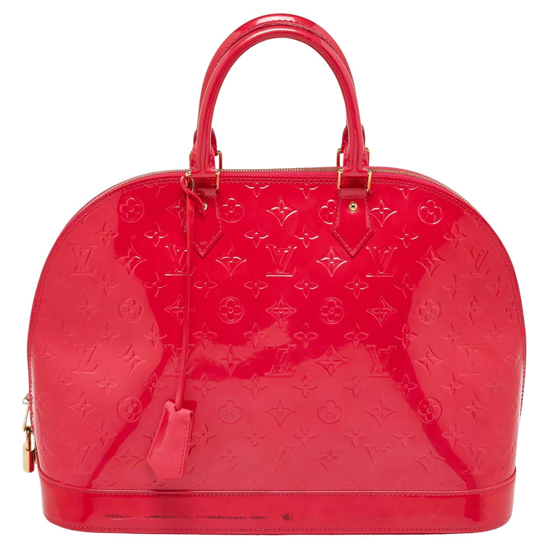 Louis Vuitton Rose Pop Monogram Vernis Alma GM Bag For Sale