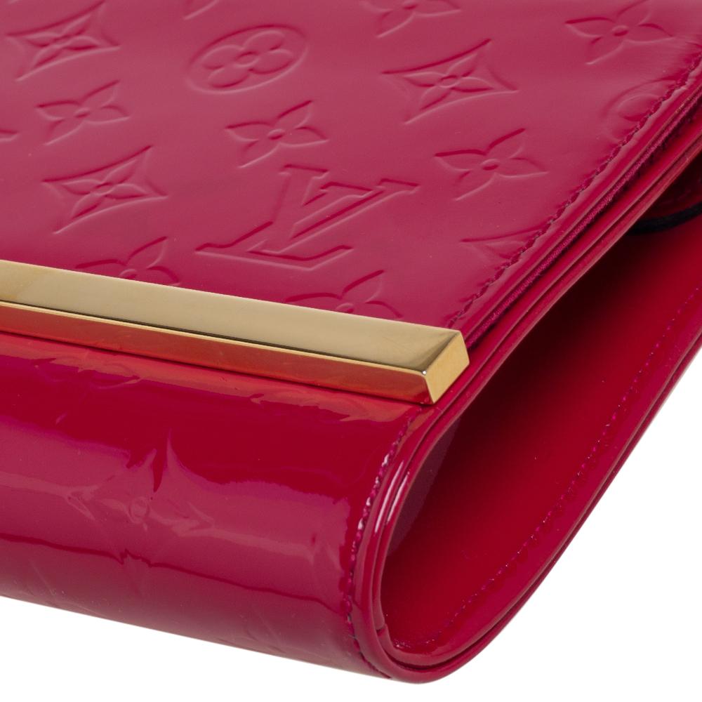 Louis Vuitton Rose Pop Monogram Vernis Ana Clutch Bag 4