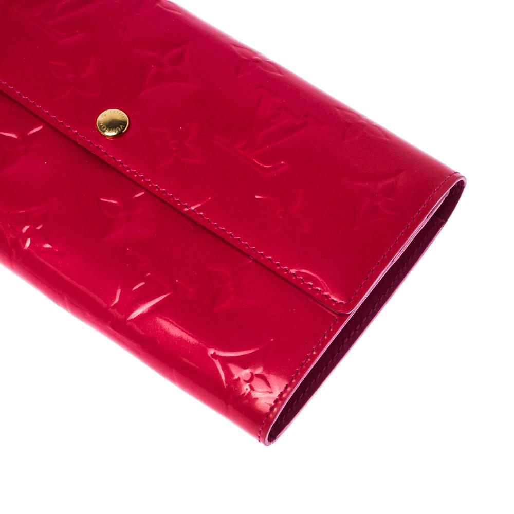 Women's Louis Vuitton Rose Pop Monogram Vernis Sarah Continental Wallet