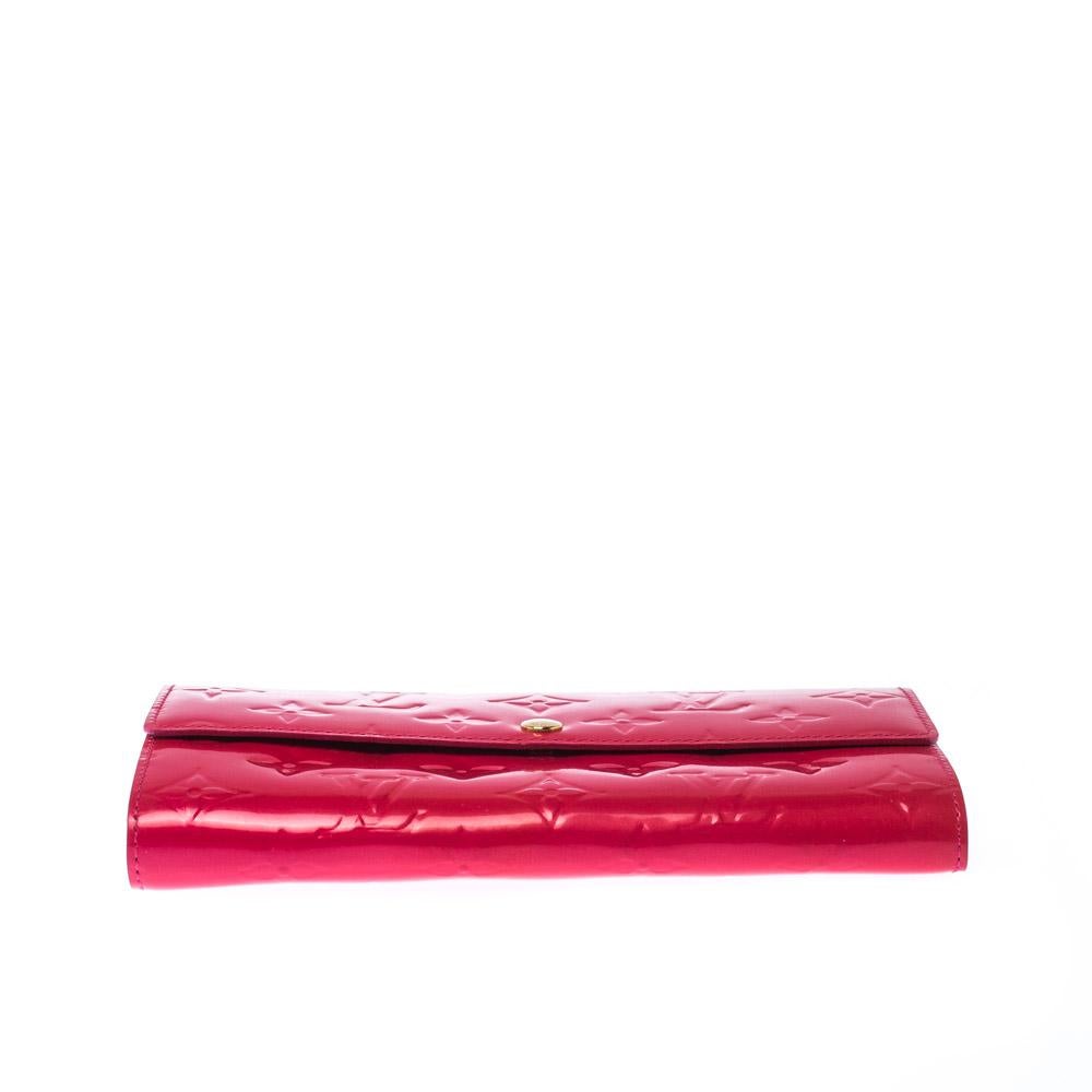 Louis Vuitton Rose Pop Monogram Vernis Sarah Continental Wallet 1