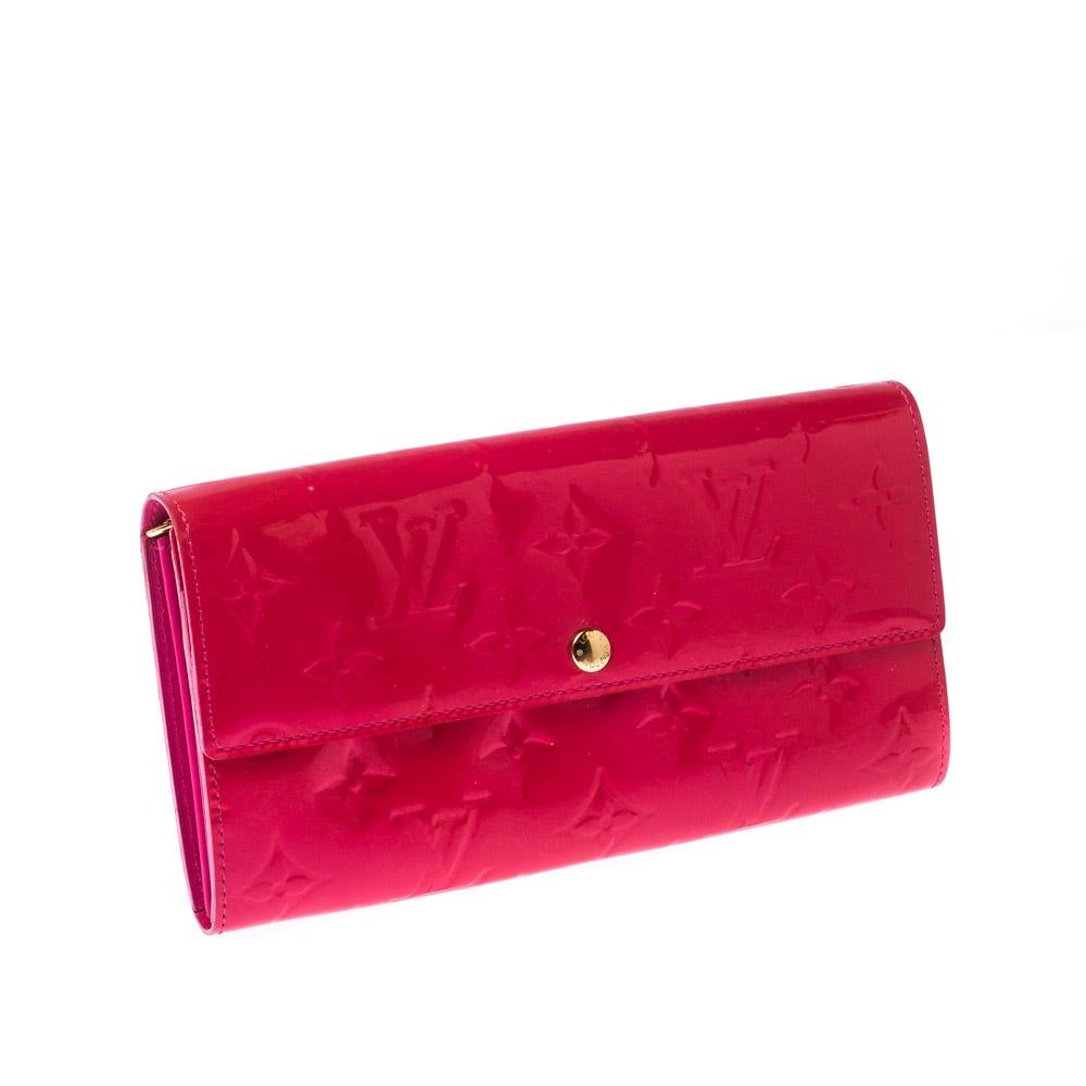 Louis Vuitton Rose Pop Monogram Vernis Sarah Continental Wallet 4