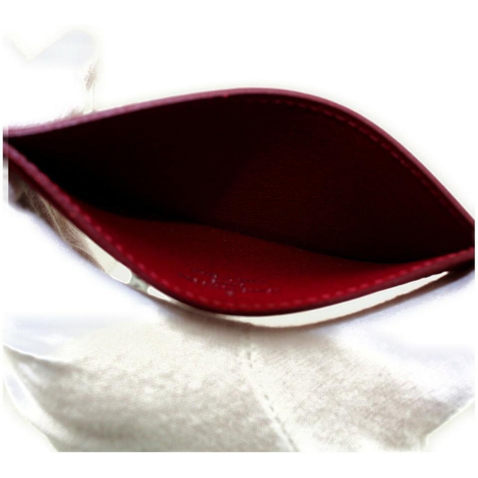 Red Louis Vuitton Rose Porte Card Case Cult Sample Epi Leather 872726 Wallet For Sale