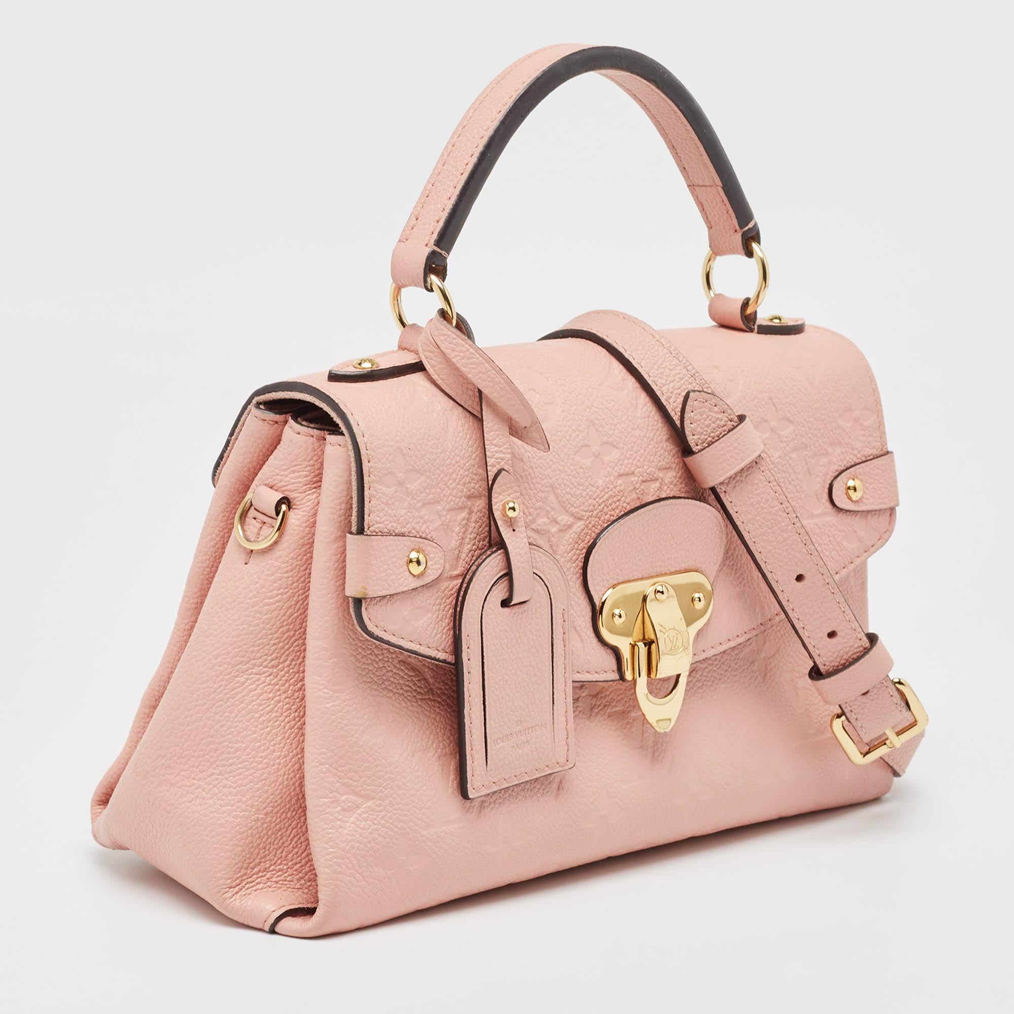 Bolso Louis Vuitton Rosa Poudre Monograma Empreinte Piel Georges BB Beige