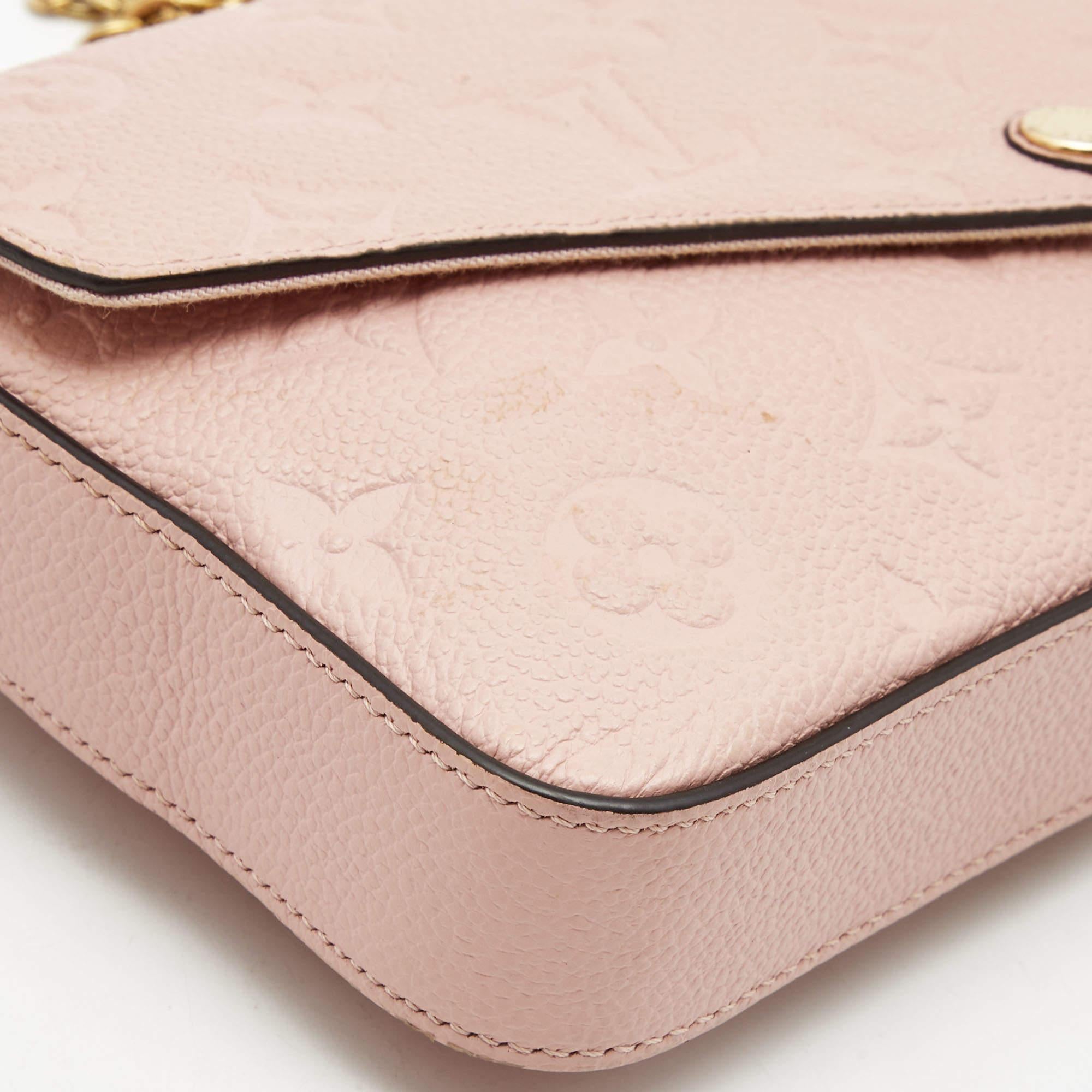 Louis Vuitton Rose Poudre Monogram Empreinte Leather Pochette Felicie Bag 2