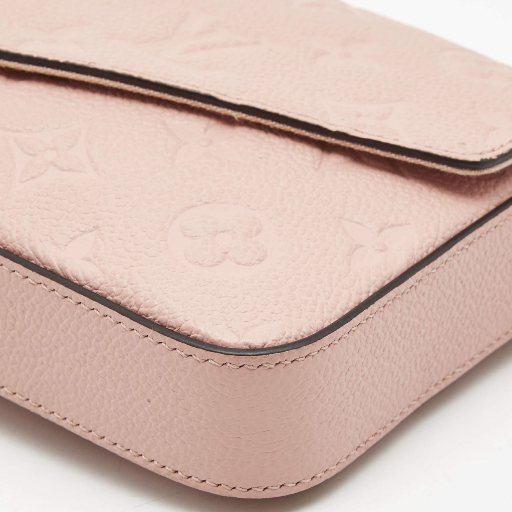 Louis Vuitton Rose Poudre Monogram Empreinte Leather Pochette Felicie Bag 3