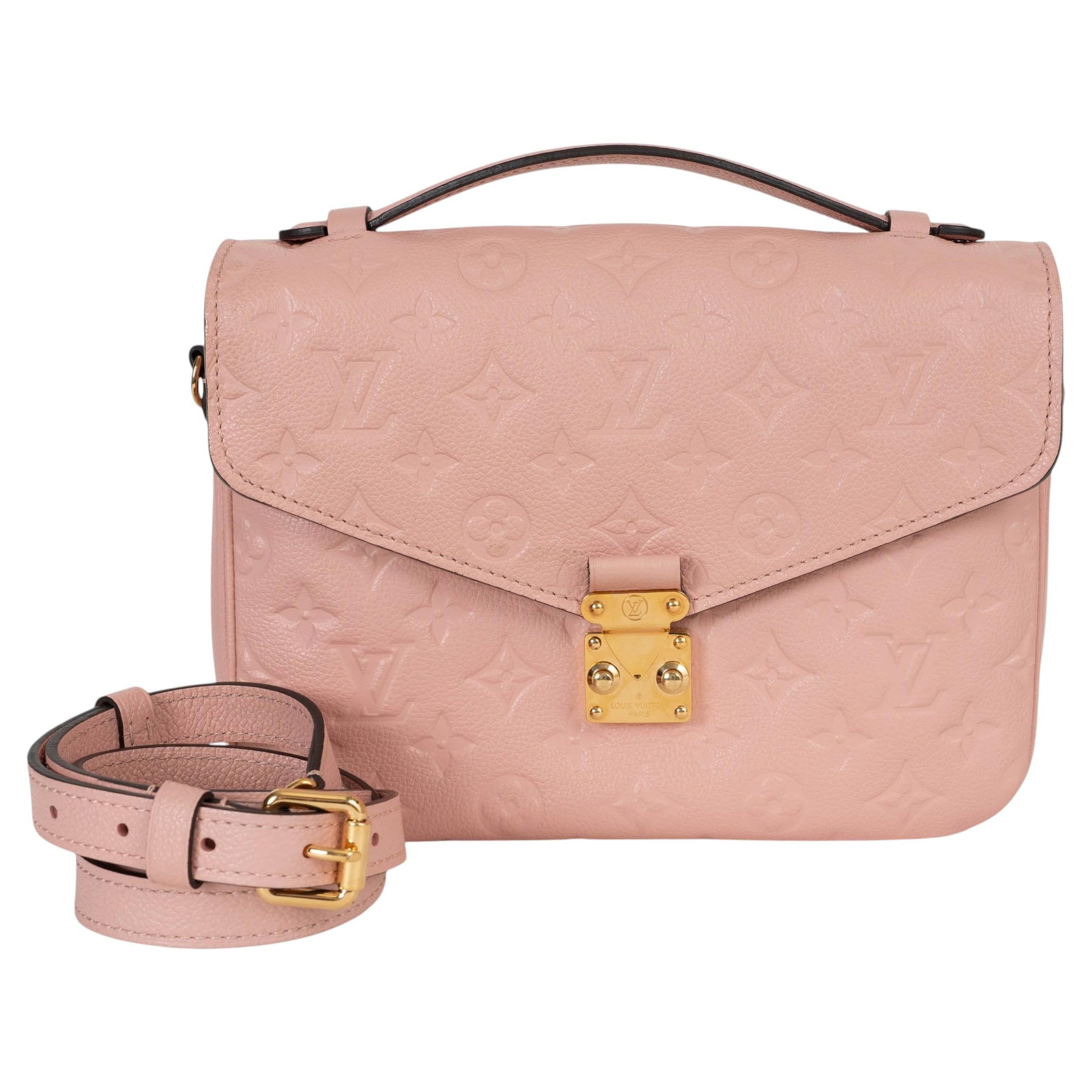 LOUIS VUITTON Rose Poudre Monogram Empreinte leather POCHETTE METIS Bag For Sale