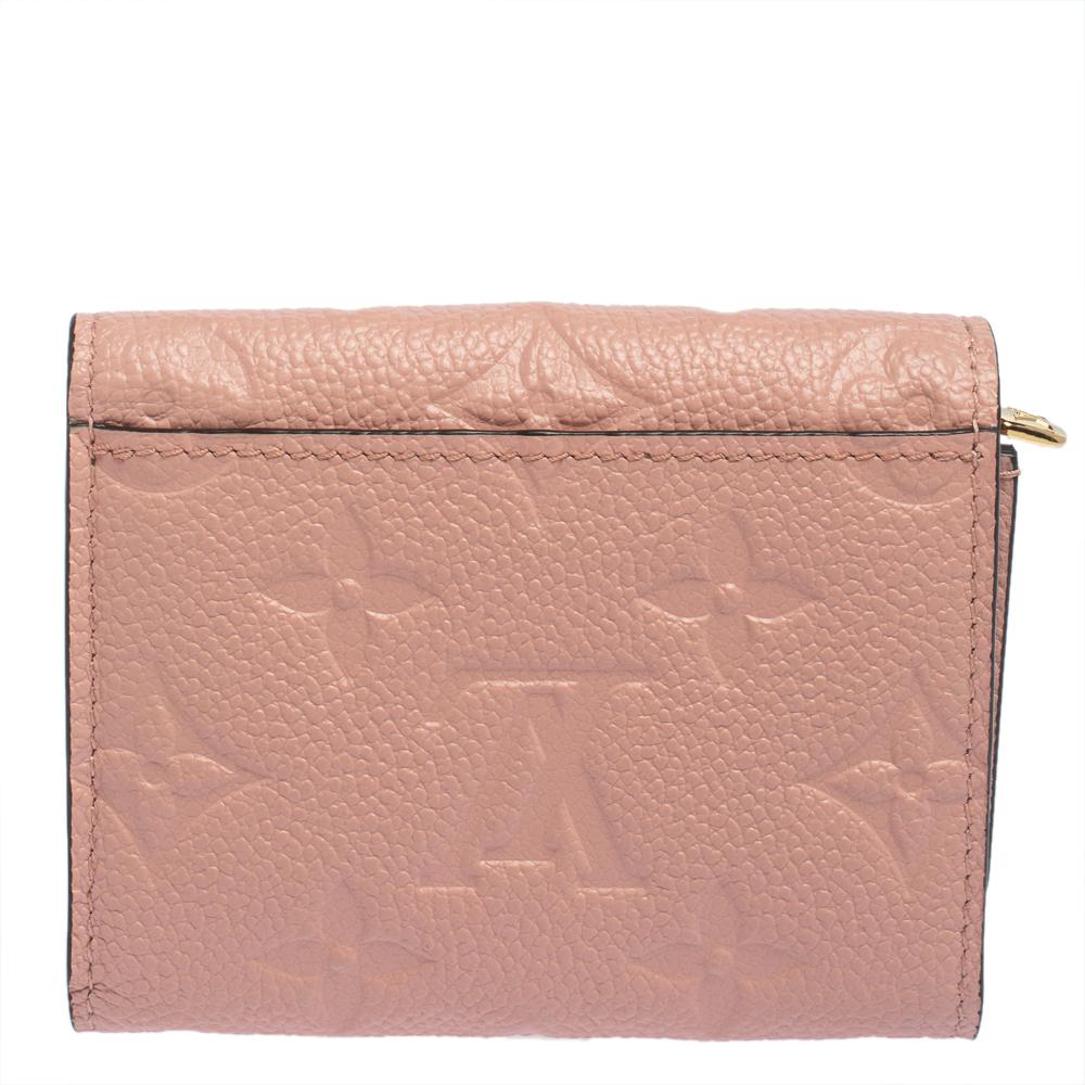 Beige Louis Vuitton Rose Poudre Monogram Empreinte Leather Zoe Wallet