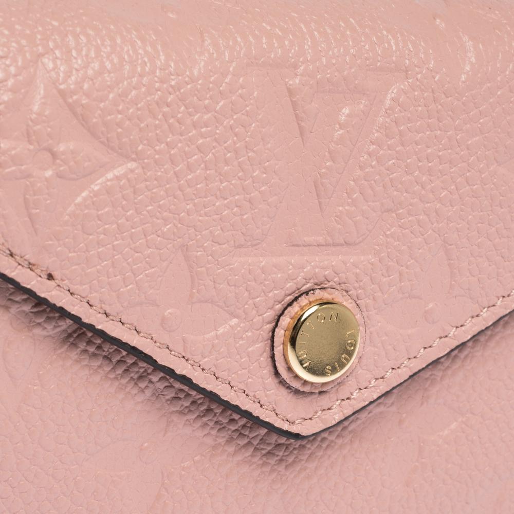 Women's Louis Vuitton Rose Poudre Monogram Empreinte Leather Zoe Wallet