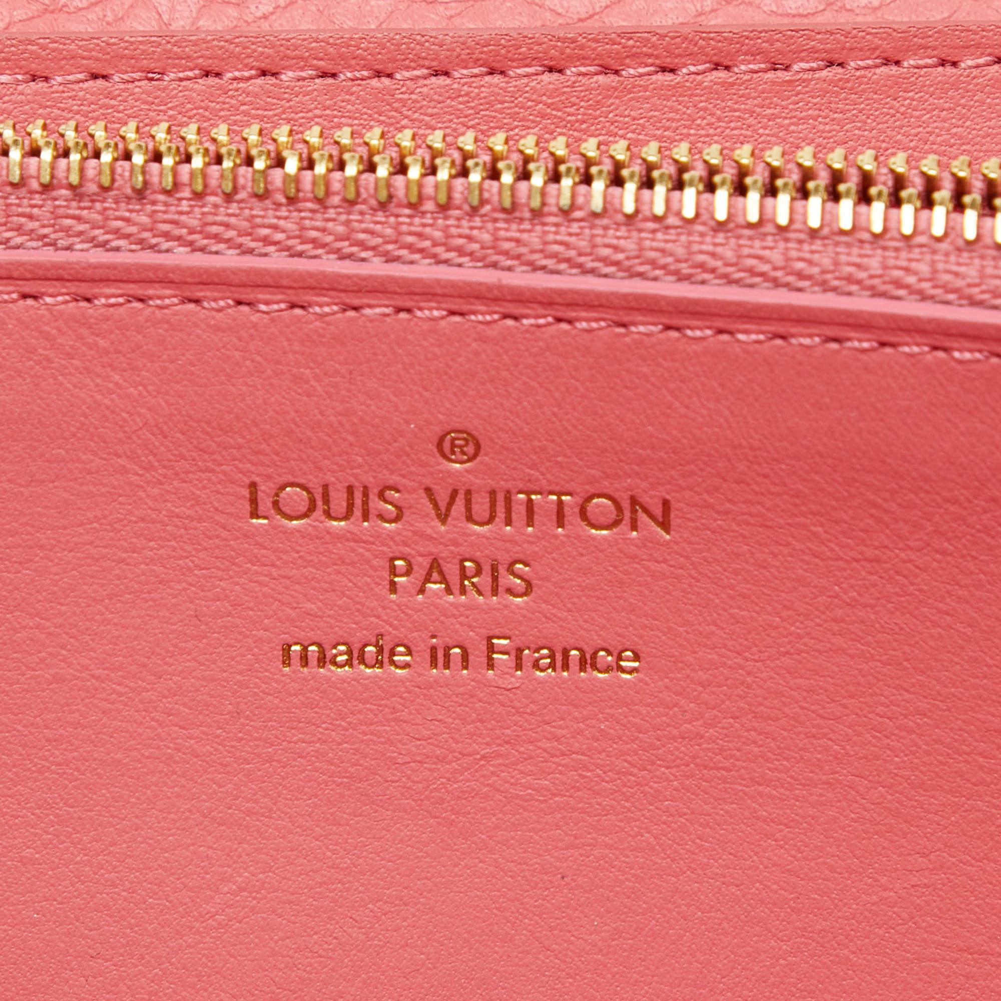 Pink Louis Vuitton Rose Tourmaline Taurillion Leather and Python Capucines Wallet