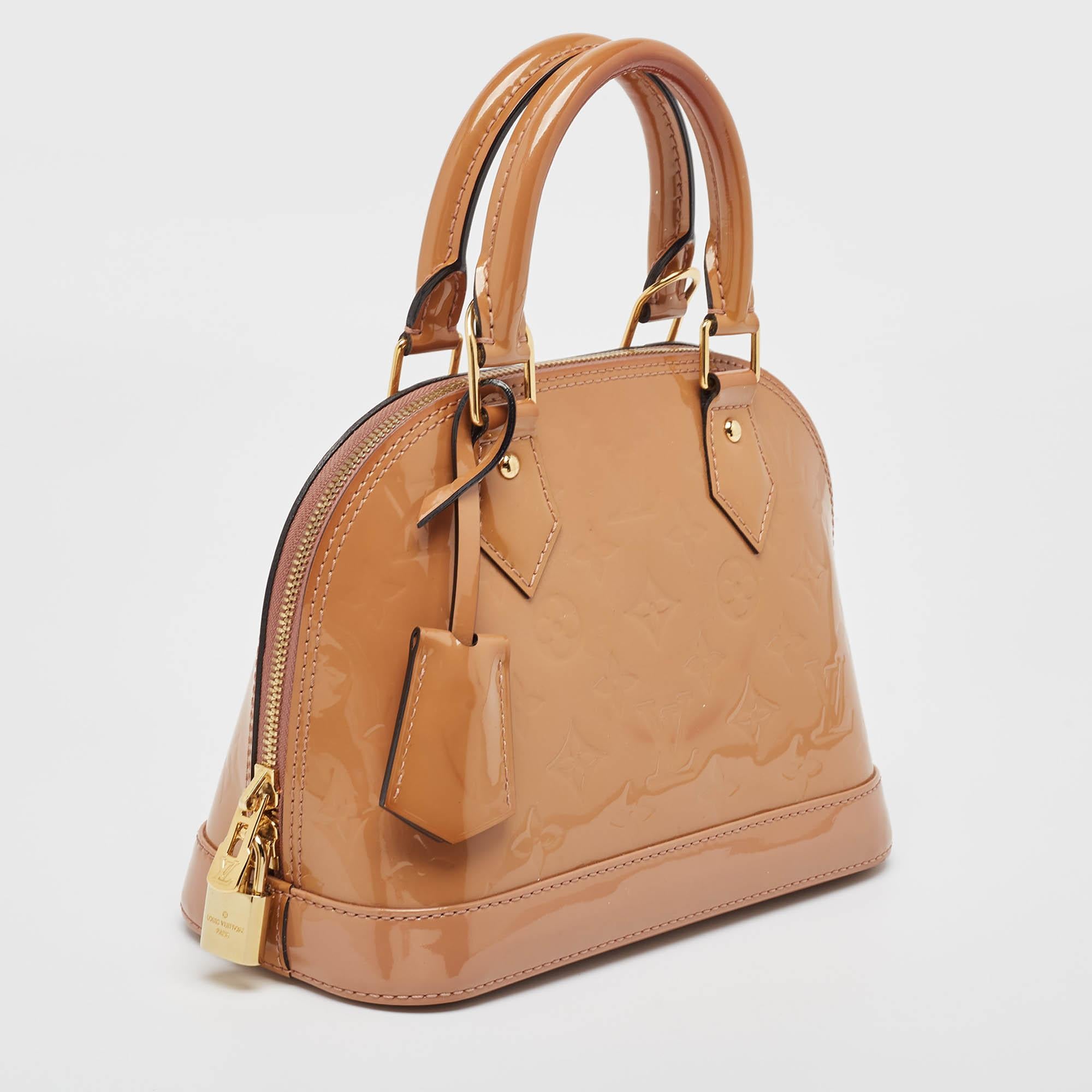Orange Louis Vuitton Rose Velours Monogram Vernis Alma BB Bag
