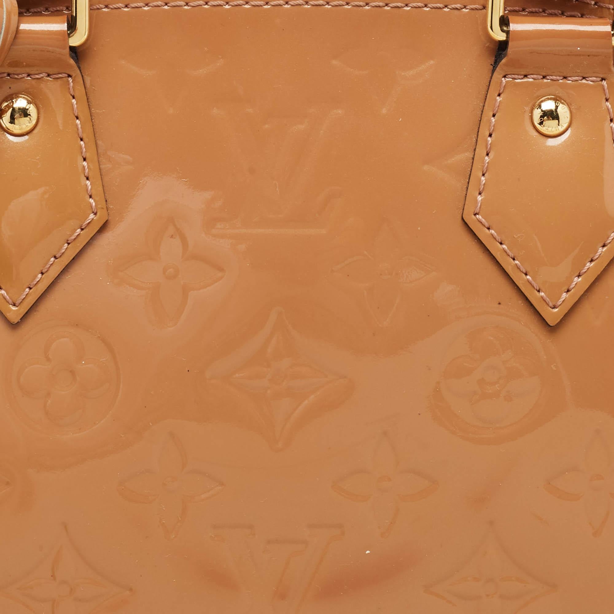 Women's Louis Vuitton Rose Velours Monogram Vernis Alma BB Bag