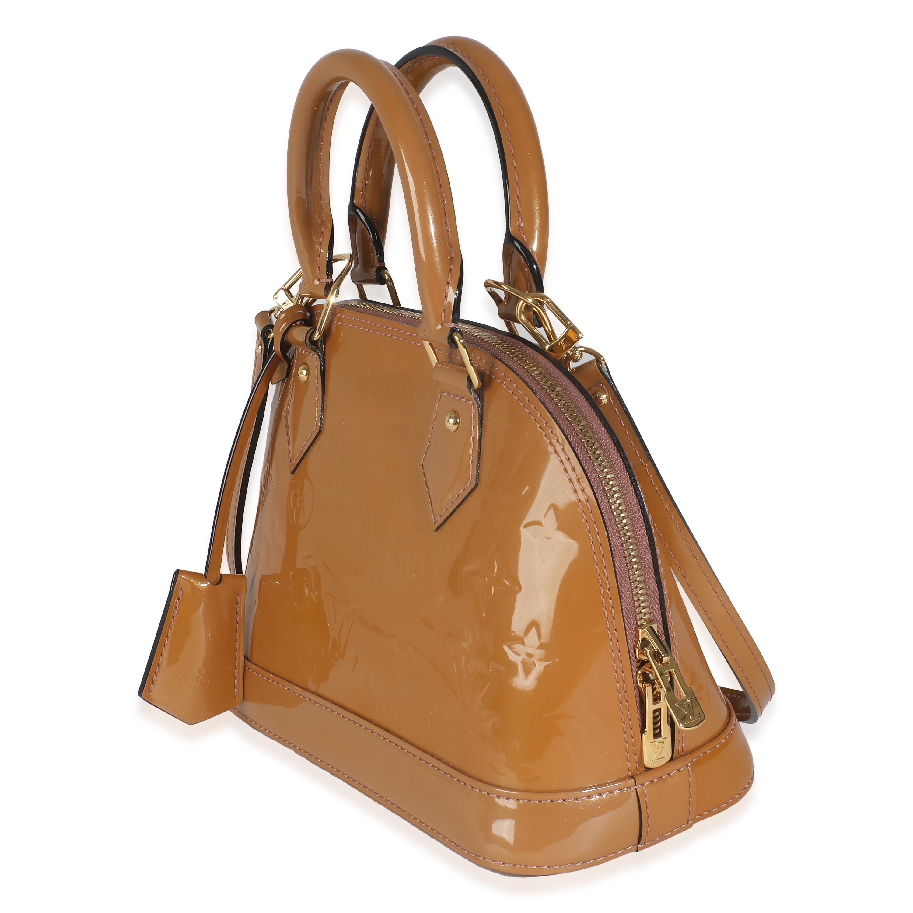 Louis Vuitton Rose Velours Monogram Vernis Alma BB (Braun) im Angebot