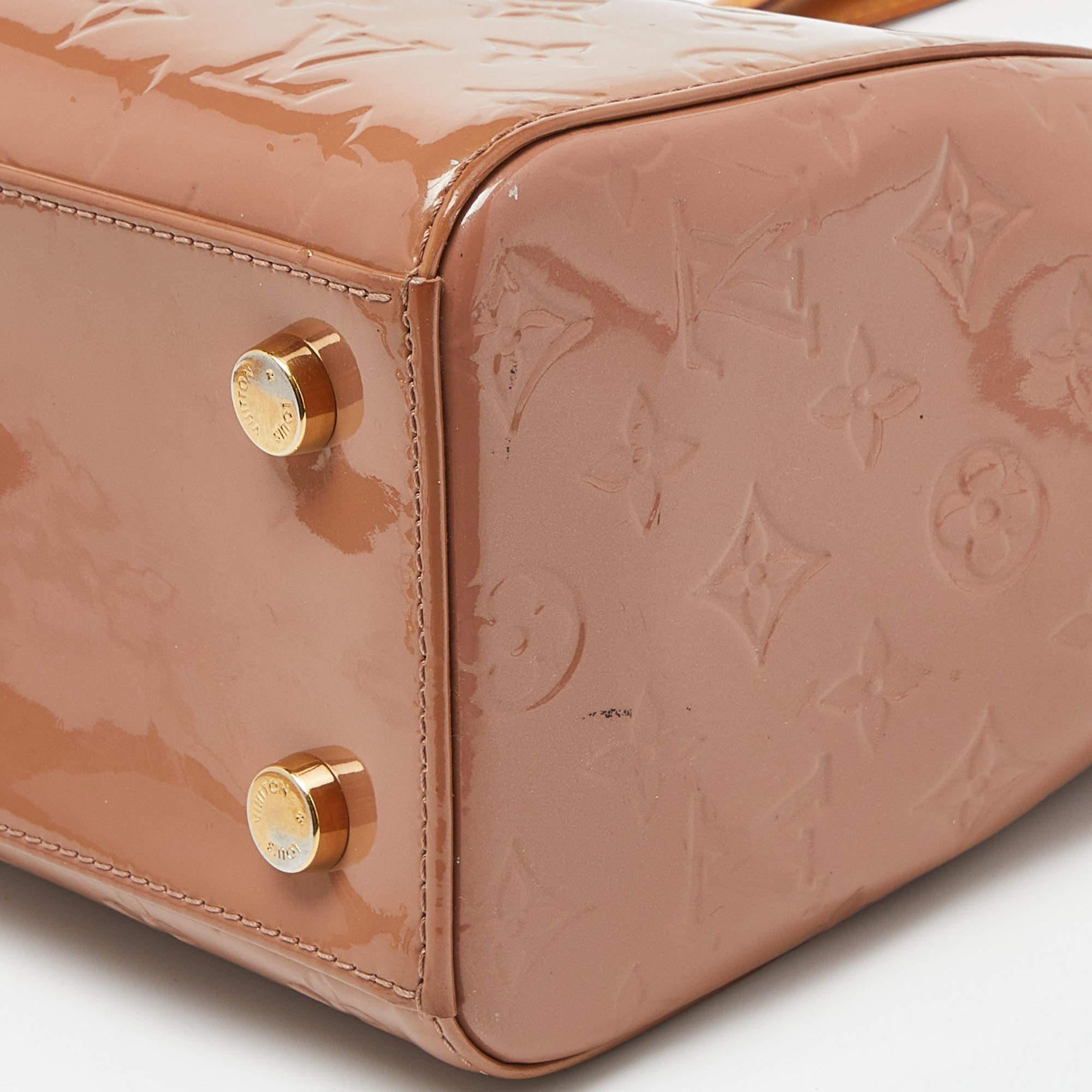 Louis Vuitton Rose Velours Monogram Vernis Brea MM Bag For Sale 3