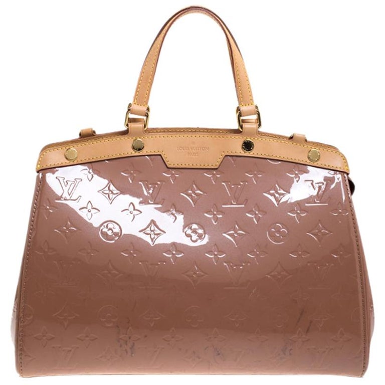 Louis Vuitton Rose Velours Monogram Vernis Brea MM Bag For Sale at