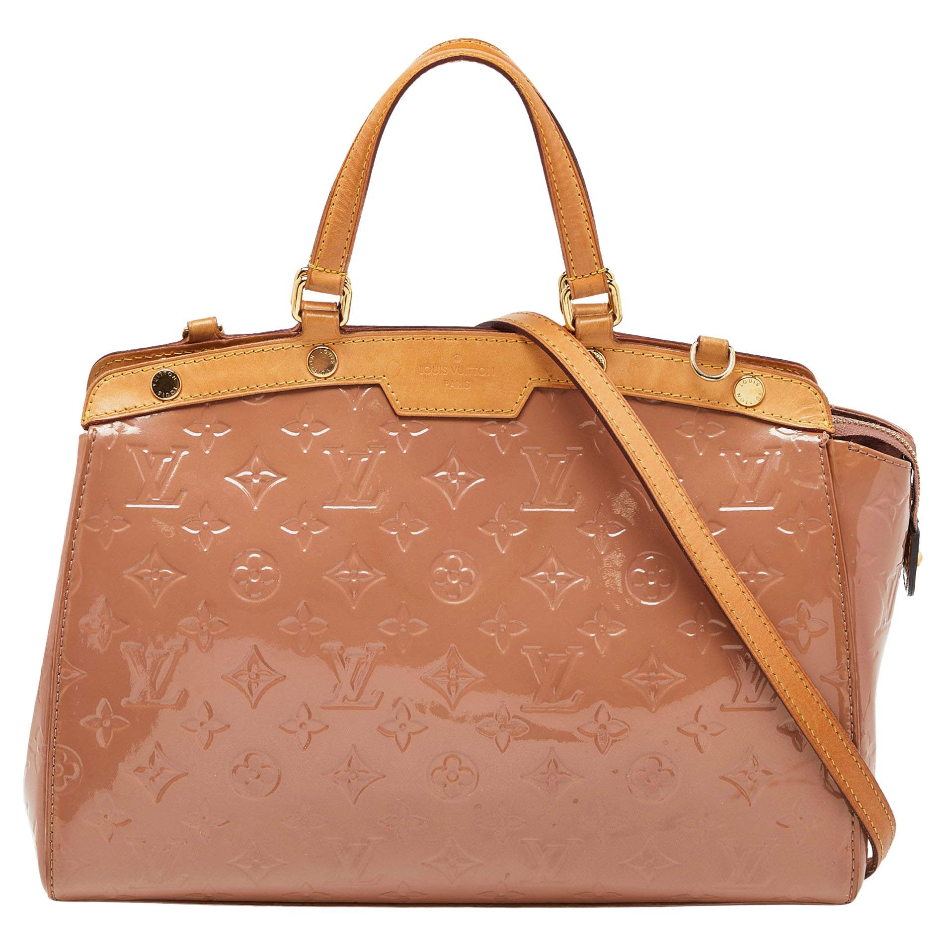 Louis Vuitton Rose Velours Monogram Vernis Brea MM Bag For Sale