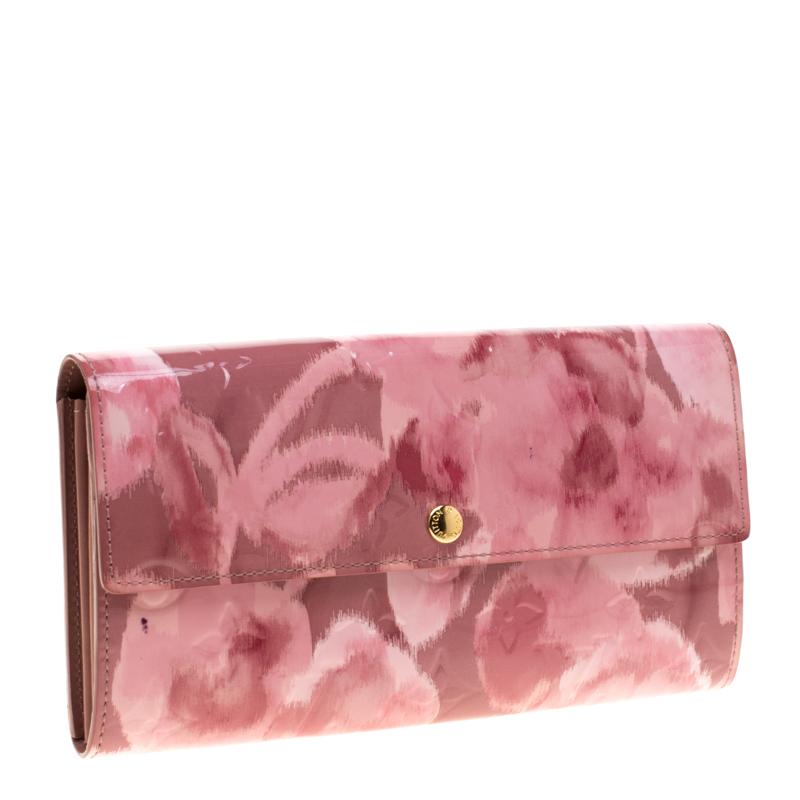 Pink Louis Vuitton Rose Velours Monogram Vernis Ikat Limited Edition Sarah Wallet