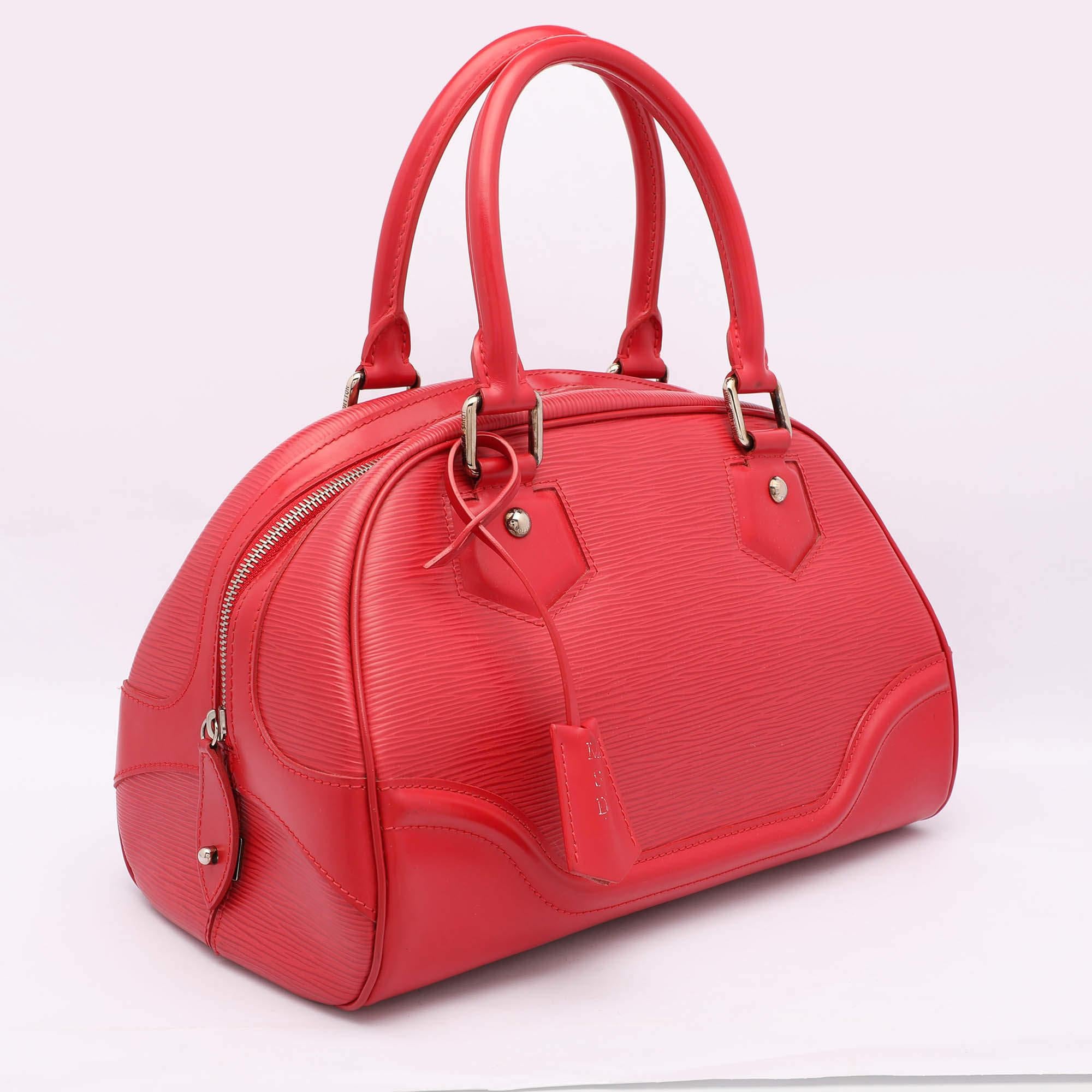Red Louis Vuitton Rouge Epi Leather Montaigne PM Bag
