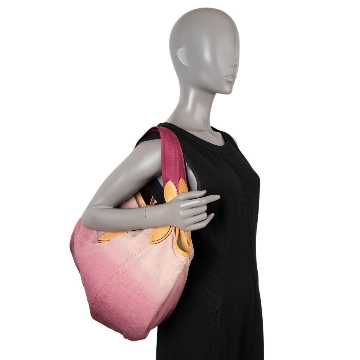 LOUIS VUITTON Rouge Fauvist pink Monogram Denim SUNBEAM Bag Limited Edition For Sale 6