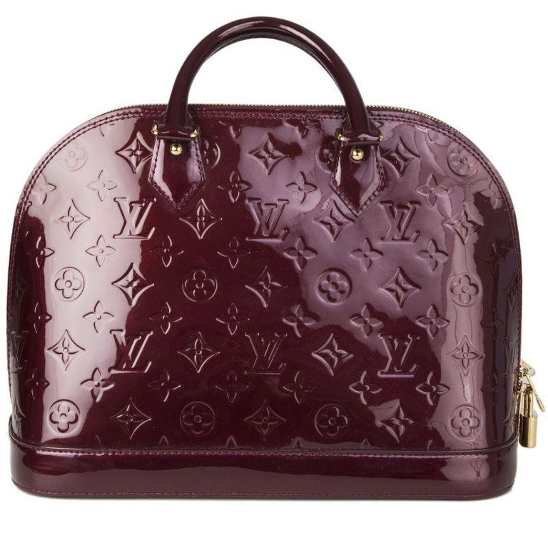 LOUIS VUITTON Rouge Fauvist red Monogram Vernis ALMA PM Bag For Sale at 1stdibs