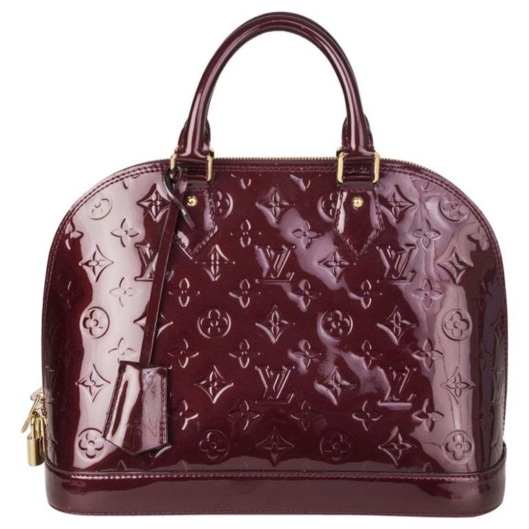 LOUIS VUITTON Rouge Fauvist red Monogram Vernis ALMA PM Bag For Sale at 1stdibs