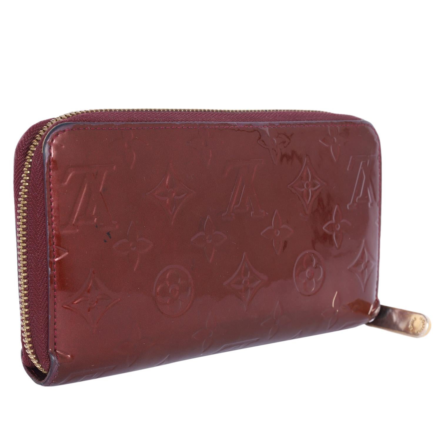 Louis Vuitton Rouge Fauviste Monogram Vernis Zippy Wallet For Sale 5