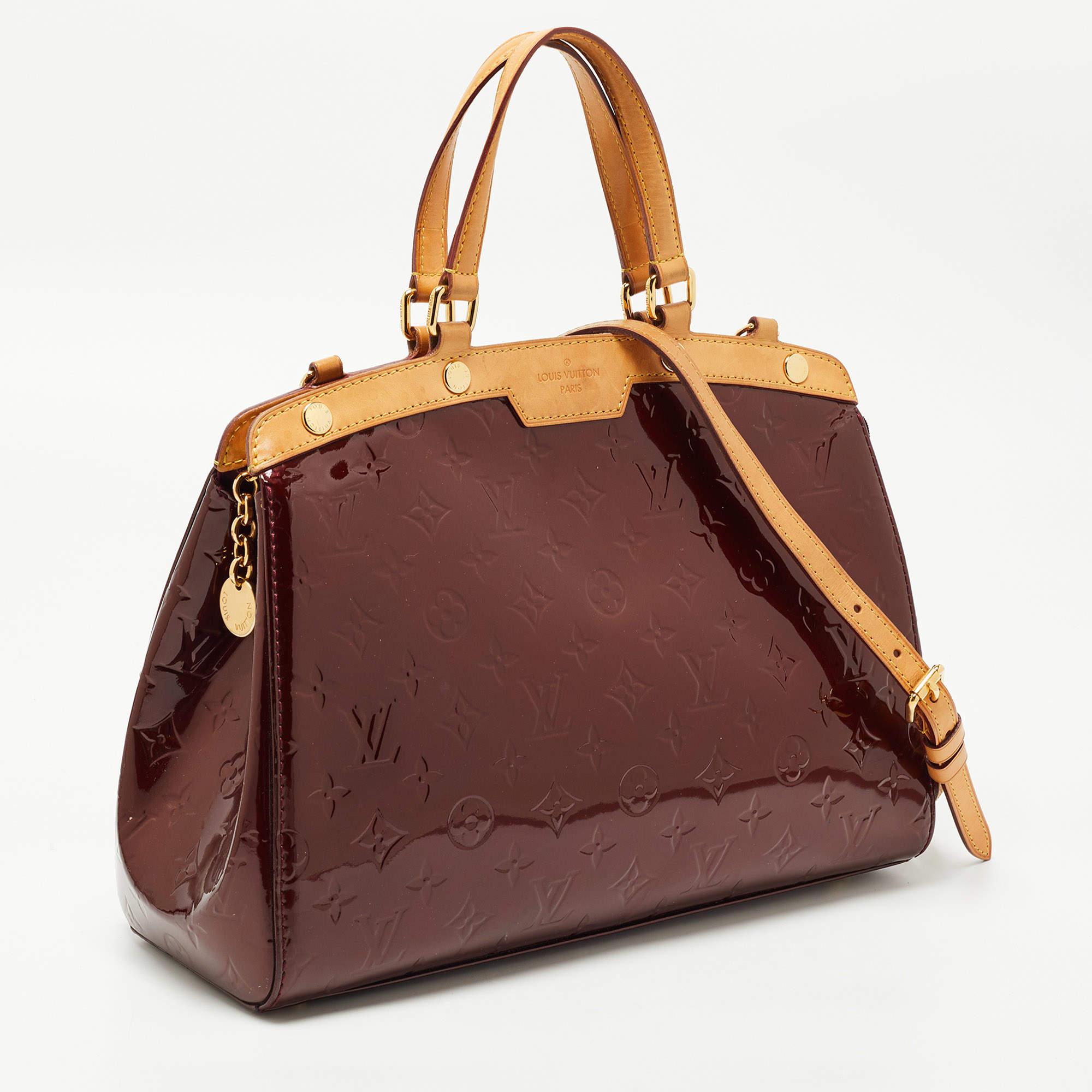 Women's Louis Vuitton Rouge Faviste Monogram Vernis Brea MM Bag For Sale